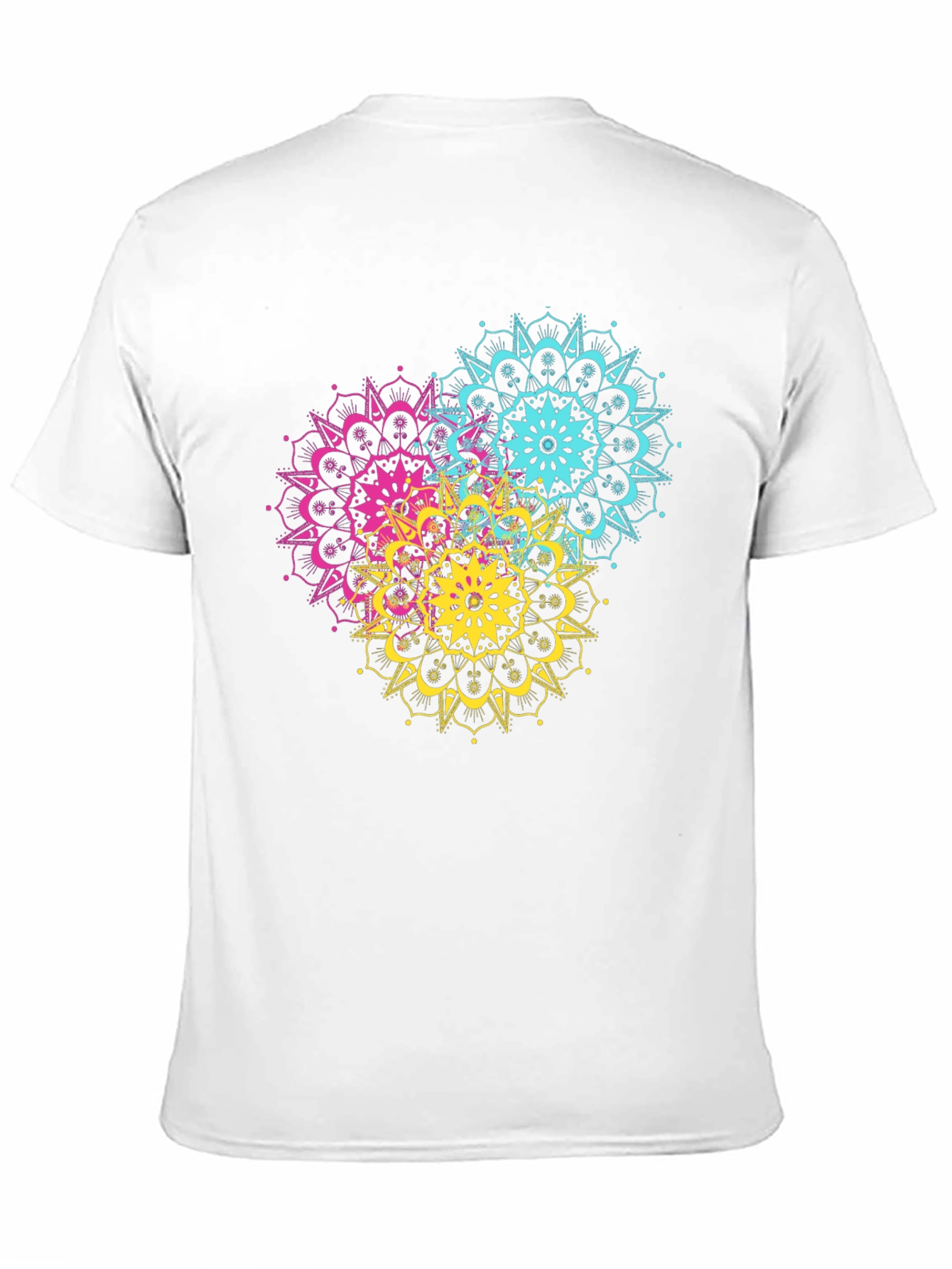 Vibrant Mandala Print Black T-Shirt