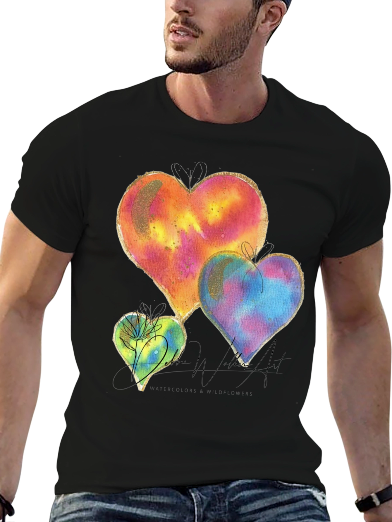 Watercolor Hearts Graphic Tee