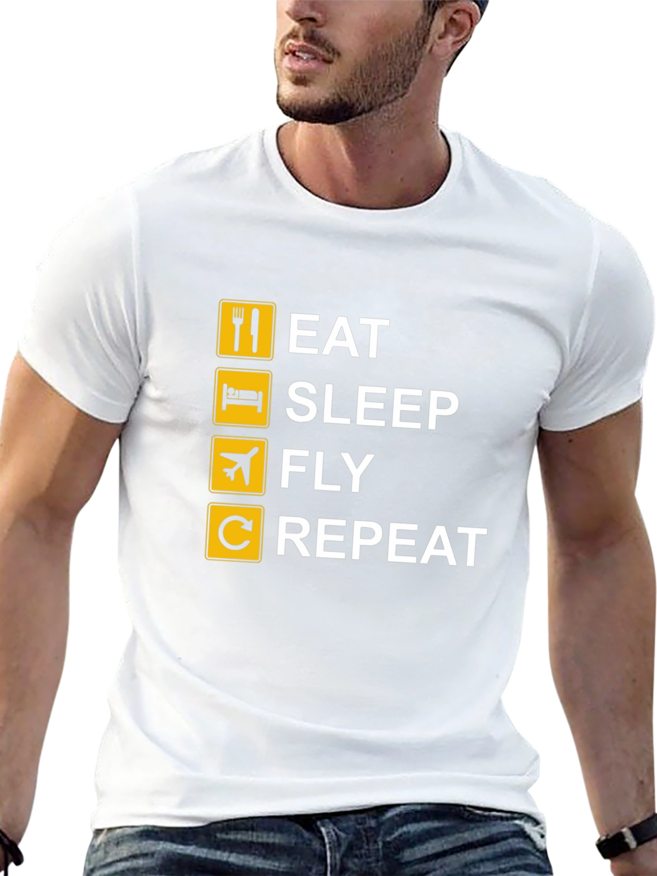 Eat Sleep Fly Repeat T-Shirt - Black