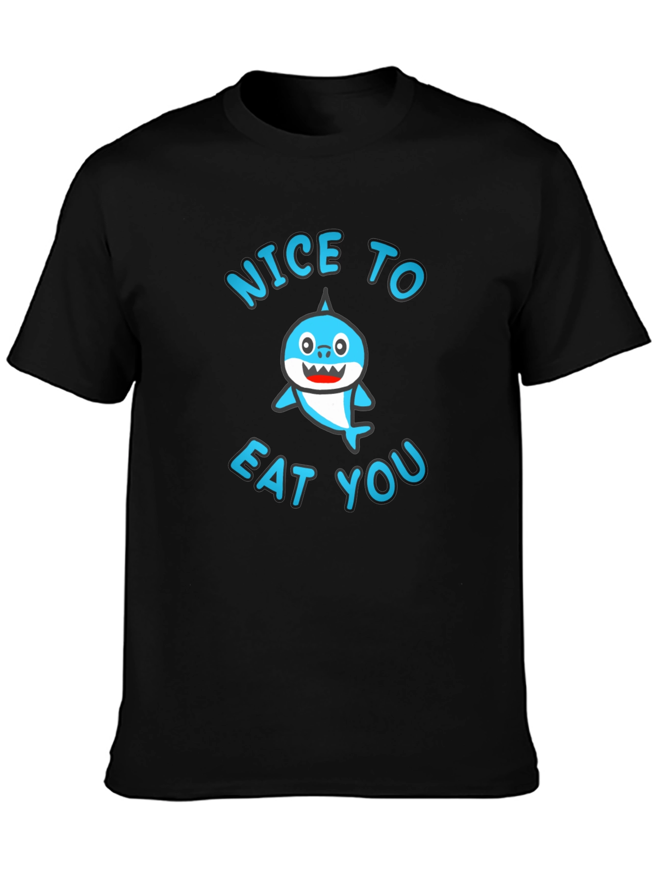 Nice To Eat You Shark Graphic Tee - Black