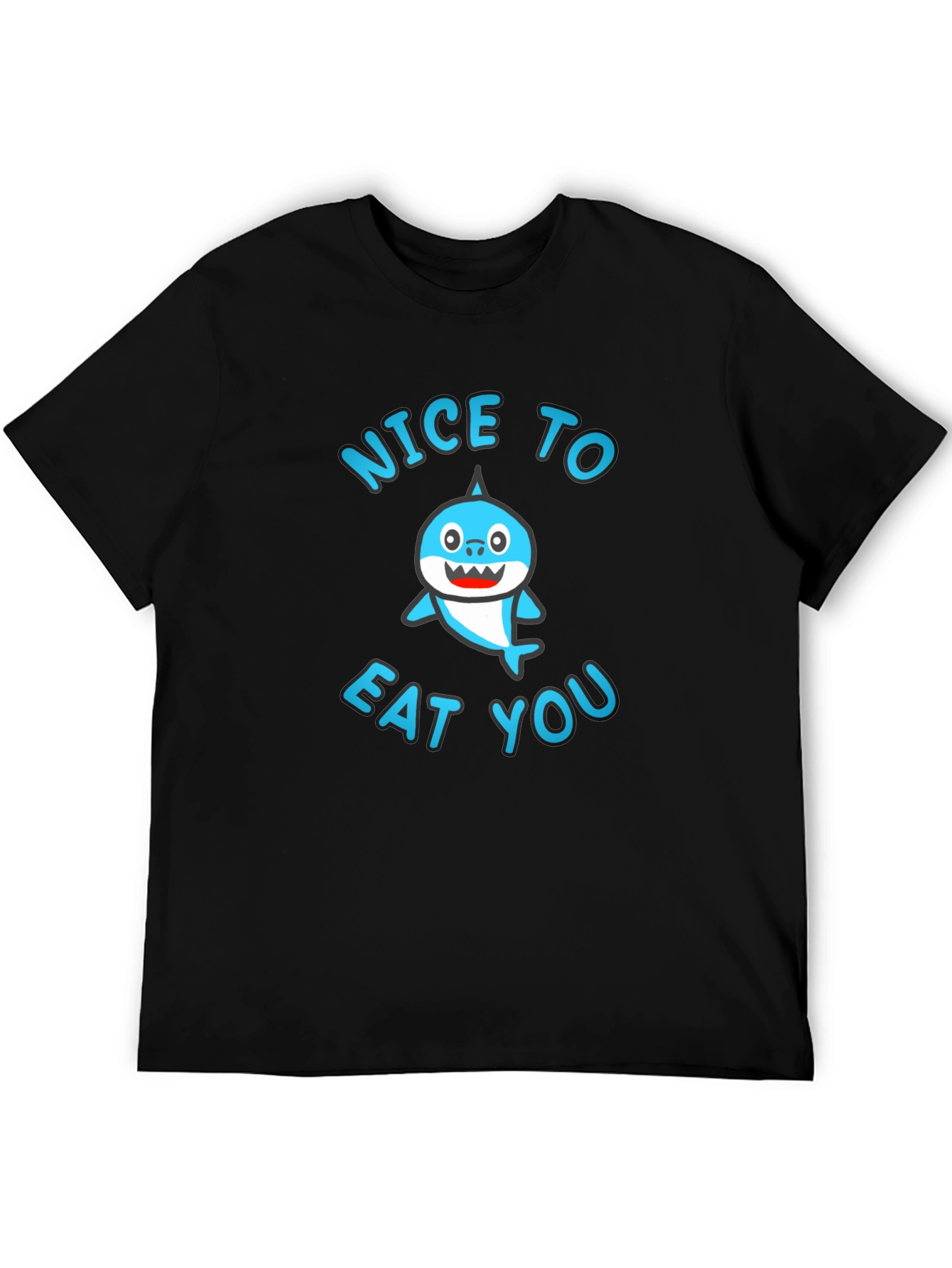 Nice To Eat You Shark Graphic Tee - Black