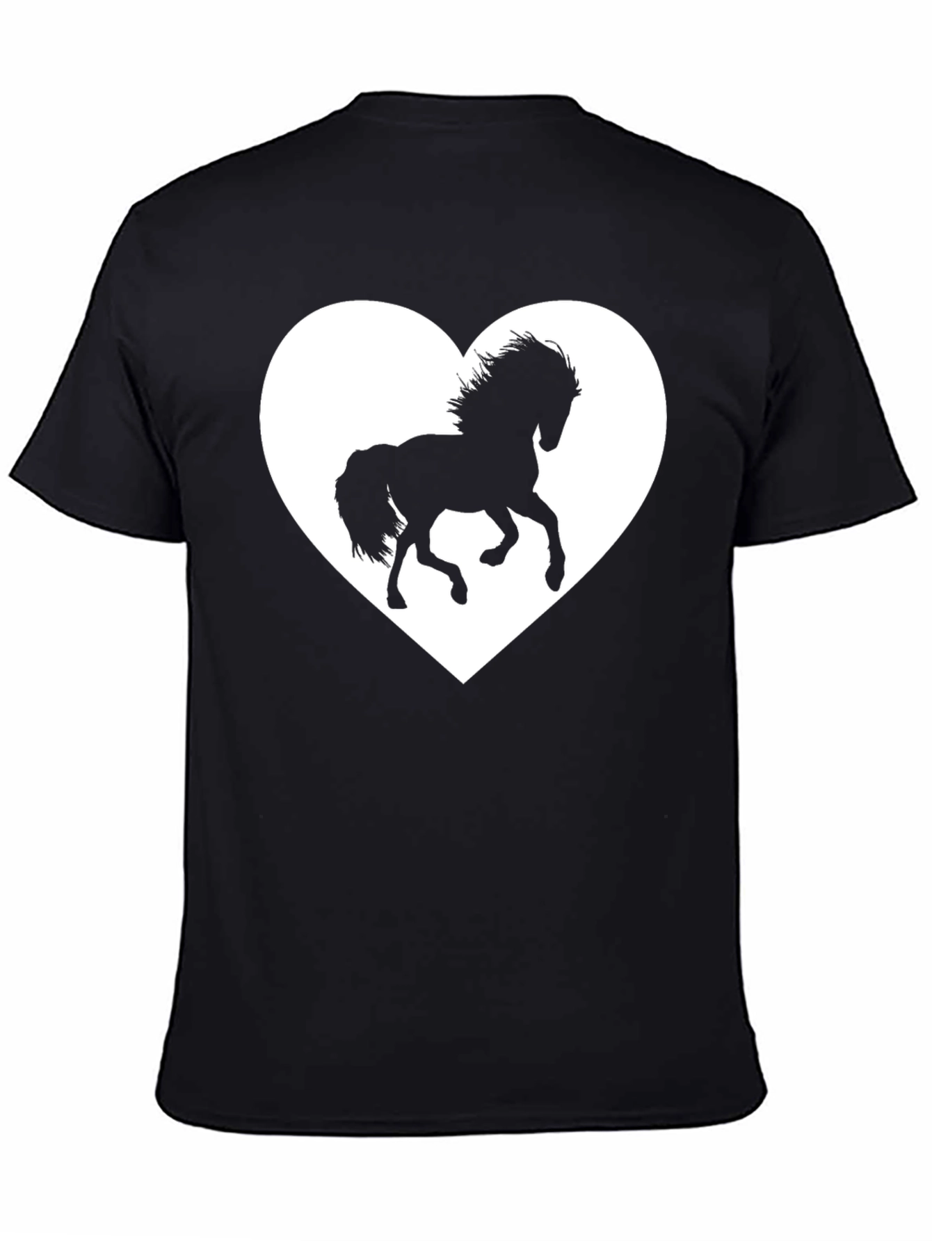 Black T-Shirt with Horse Heart Graphic