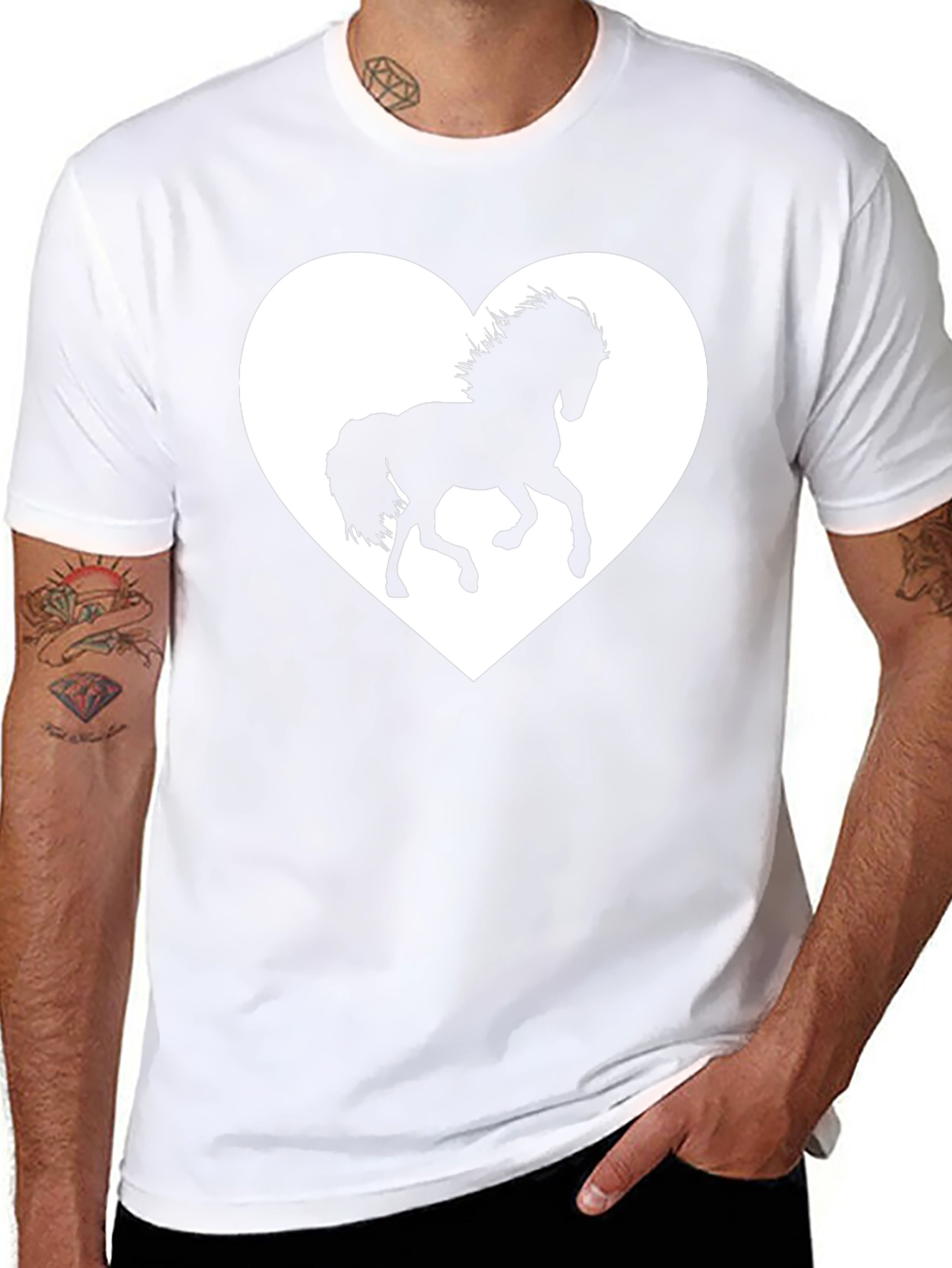 Black T-Shirt with Horse Heart Graphic
