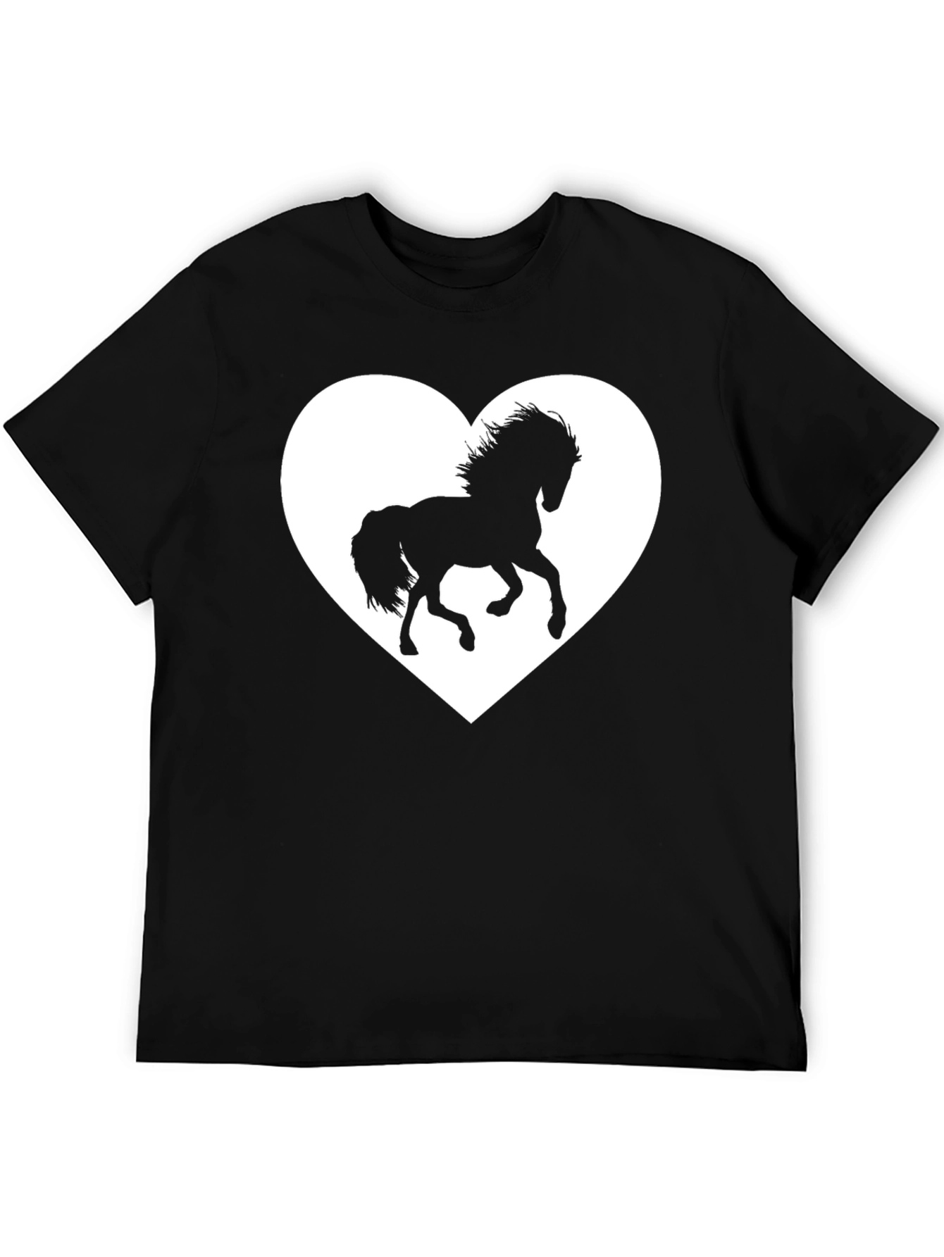 Black T-Shirt with Horse Heart Graphic