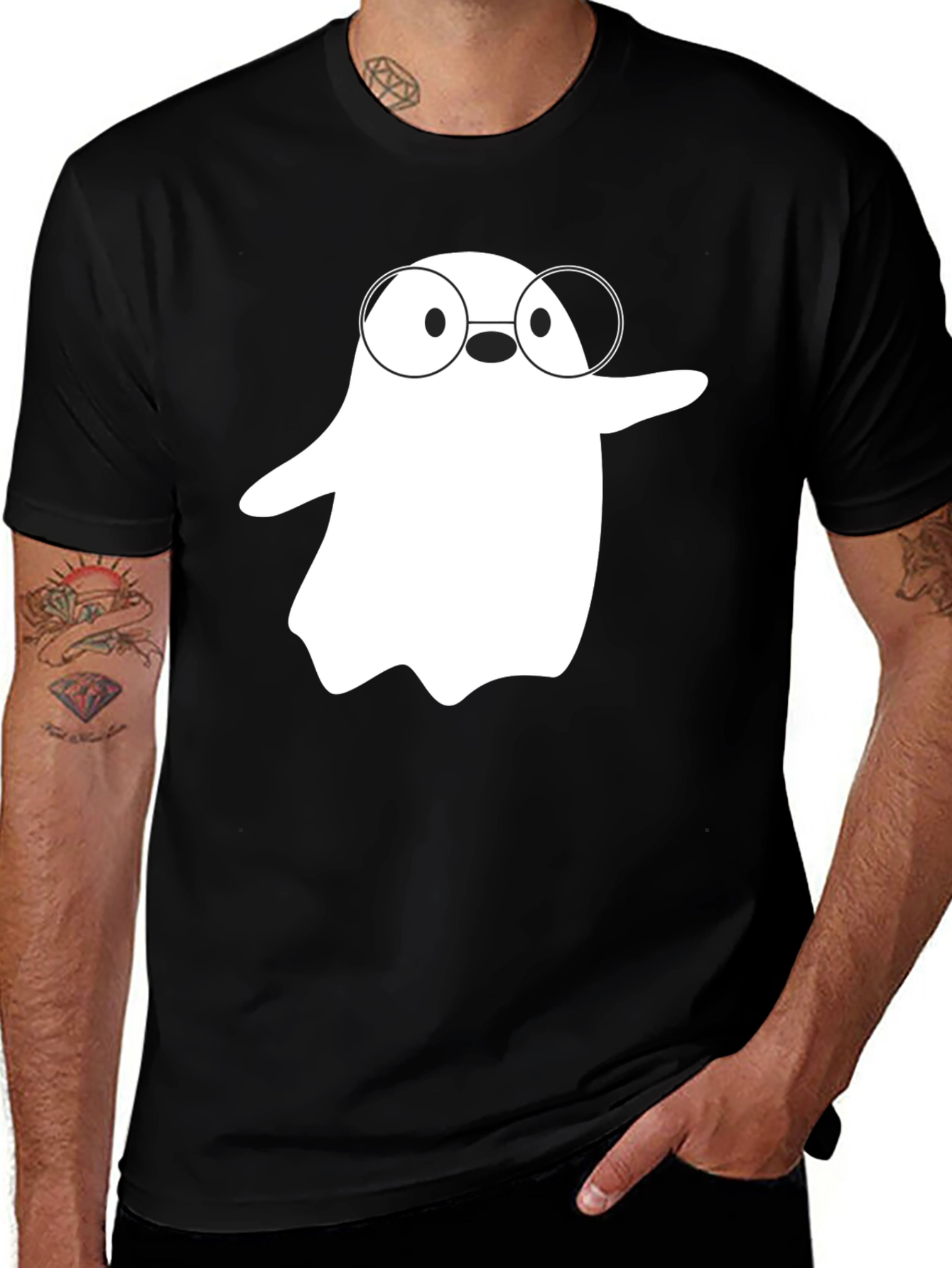 Ghost with Glasses Graphic Tee - Spooky Season Style