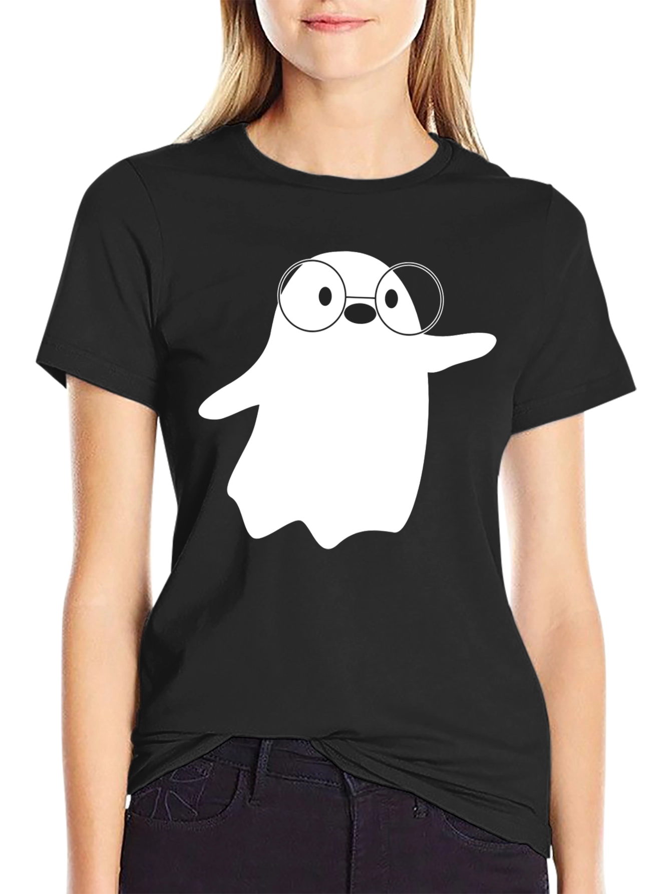 Ghost with Glasses Graphic Tee - Spooky Season Style
