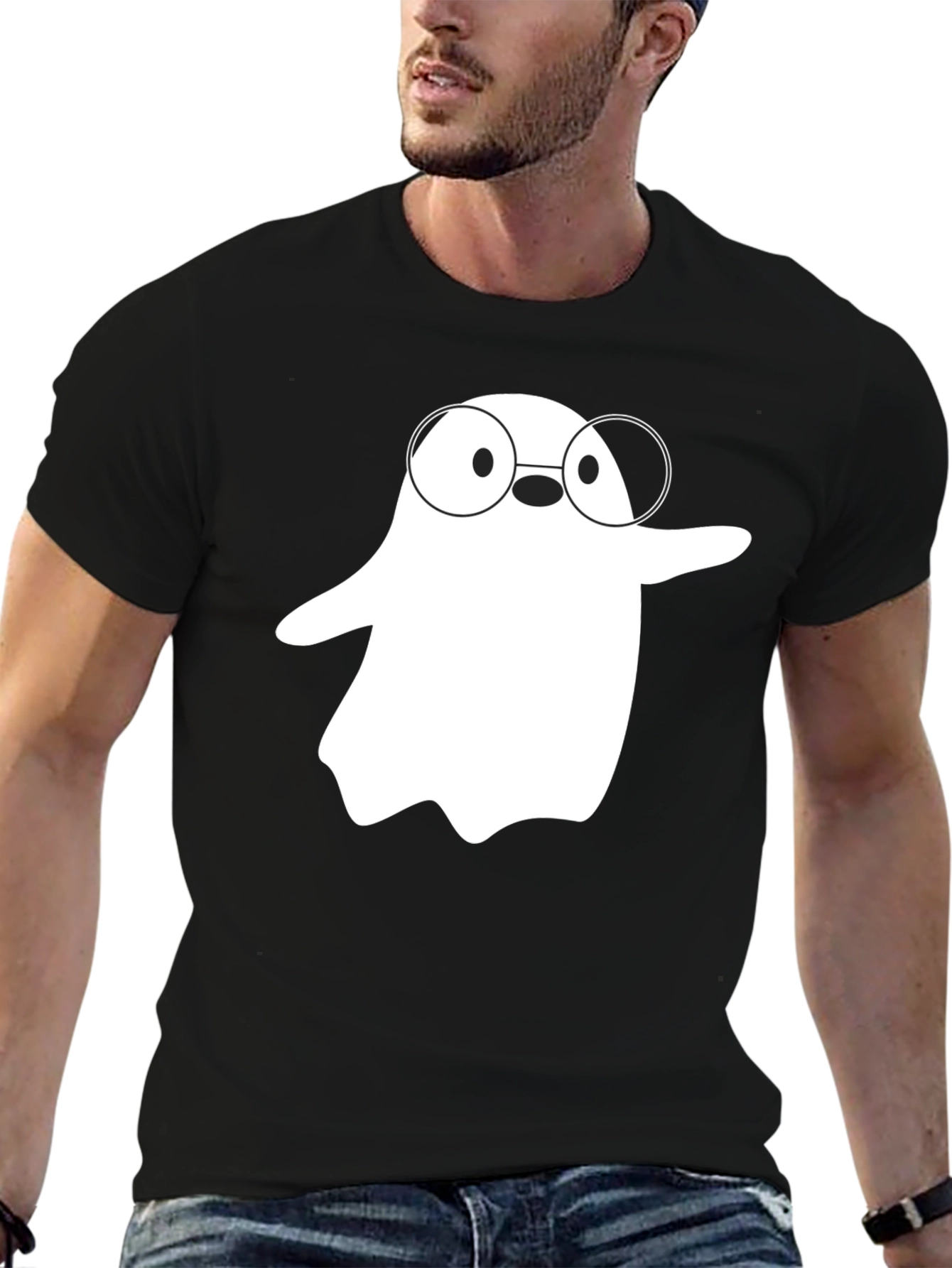 Ghost with Glasses Graphic Tee - Spooky Season Style