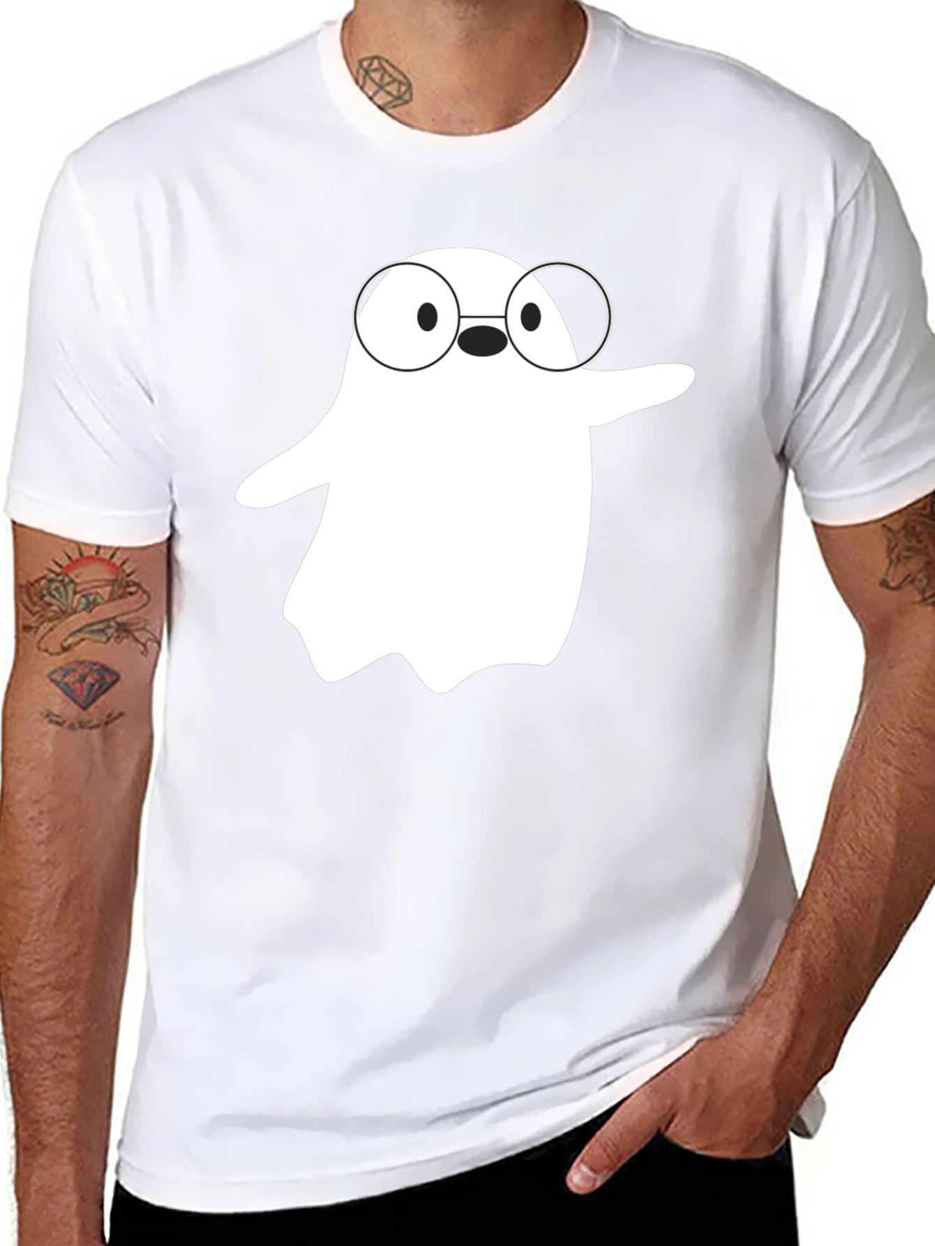 Ghost with Glasses Graphic Tee - Spooky Season Style