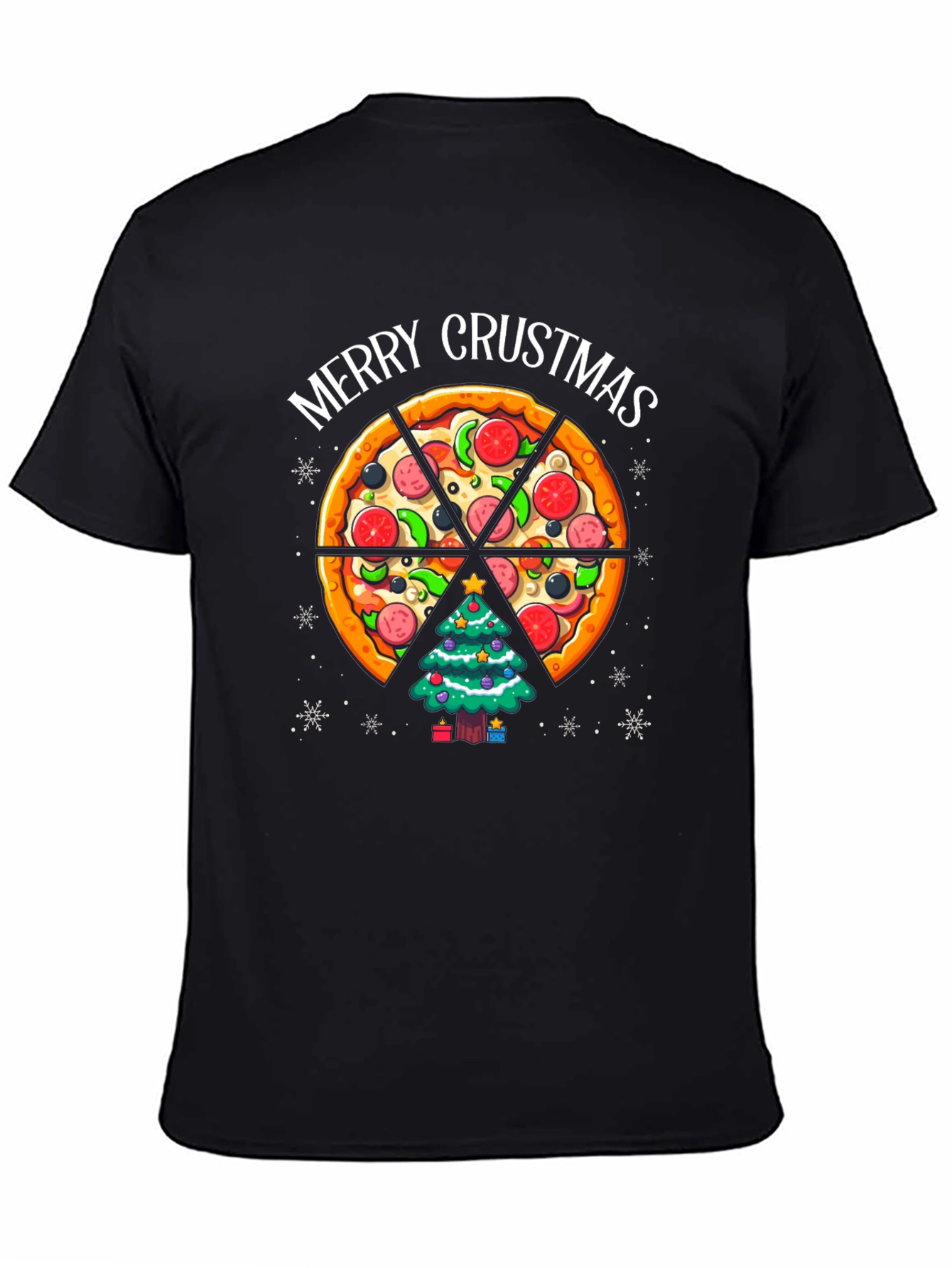 Merry Crustmas Pizza Christmas Tree T-Shirt