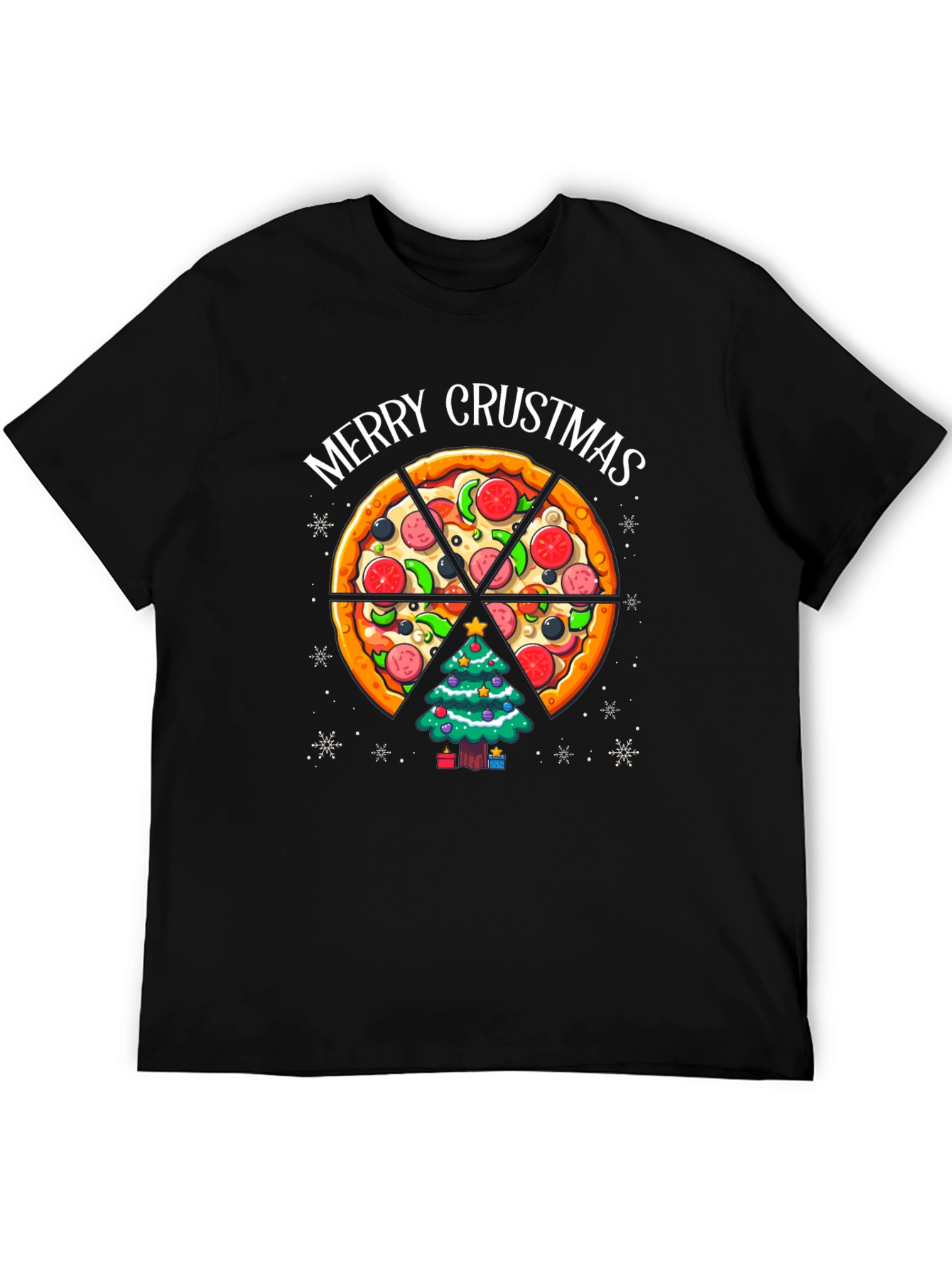 Merry Crustmas Pizza Christmas Tree T-Shirt