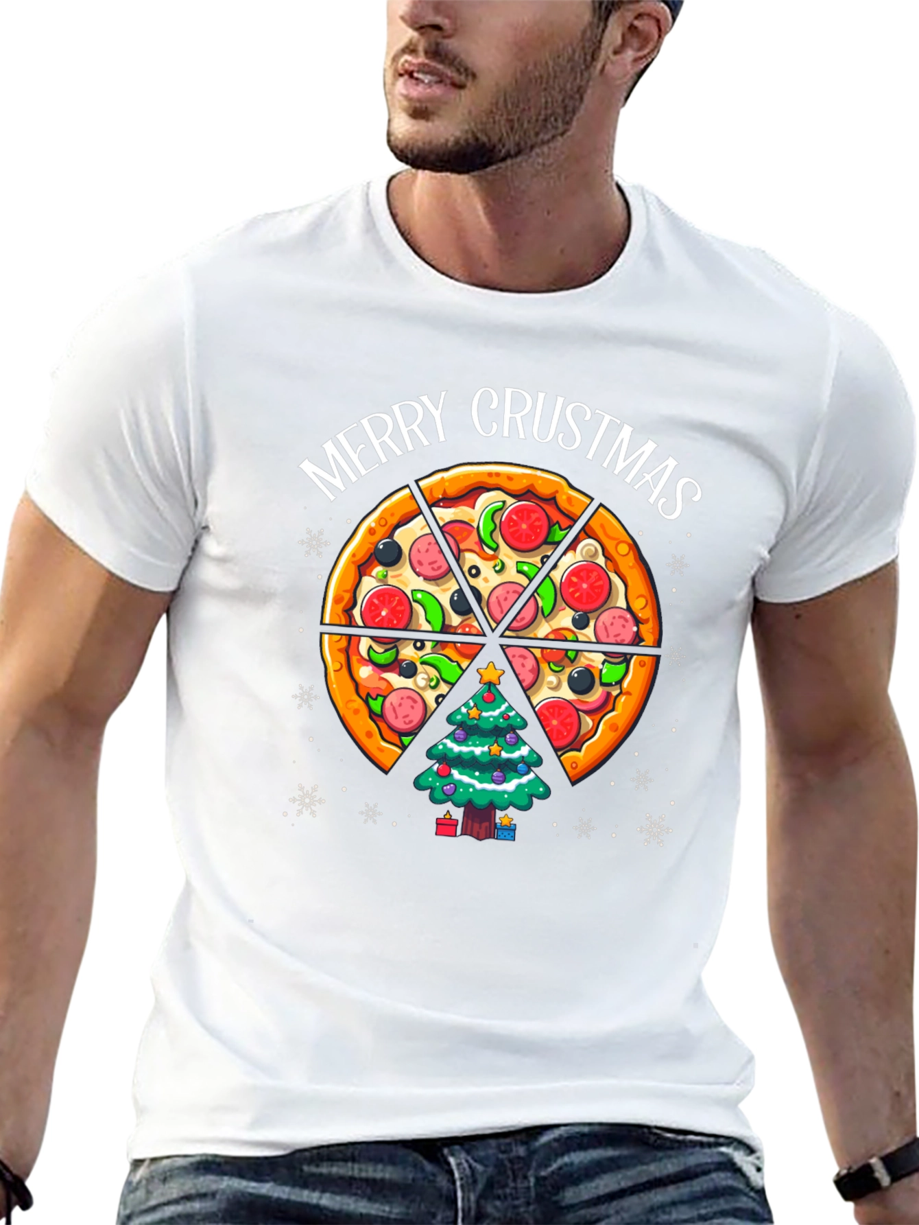 Merry Crustmas Pizza Christmas Tree T-Shirt