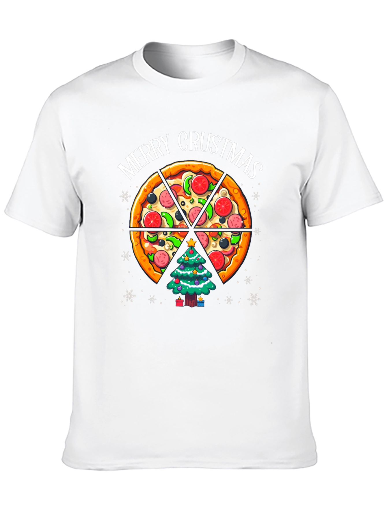 Merry Crustmas Pizza Christmas Tree T-Shirt