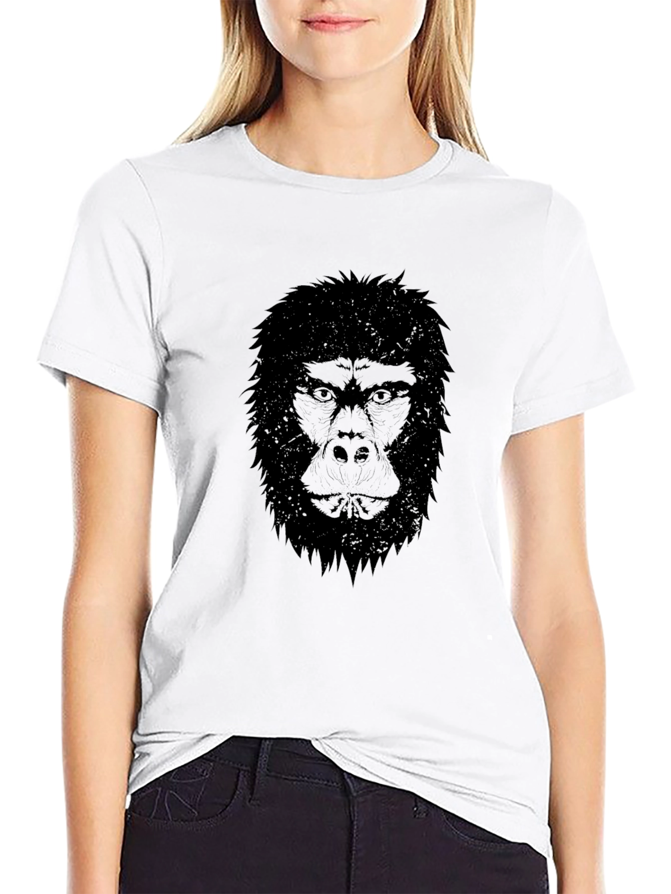Mens Black T-Shirt - Gorilla Face Graphic Tee