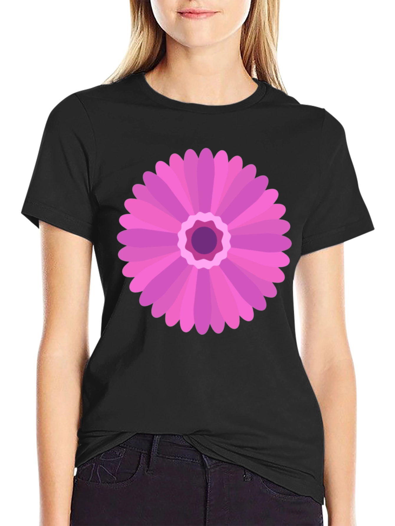 Pink Flower Graphic Tee - Casual Comfort