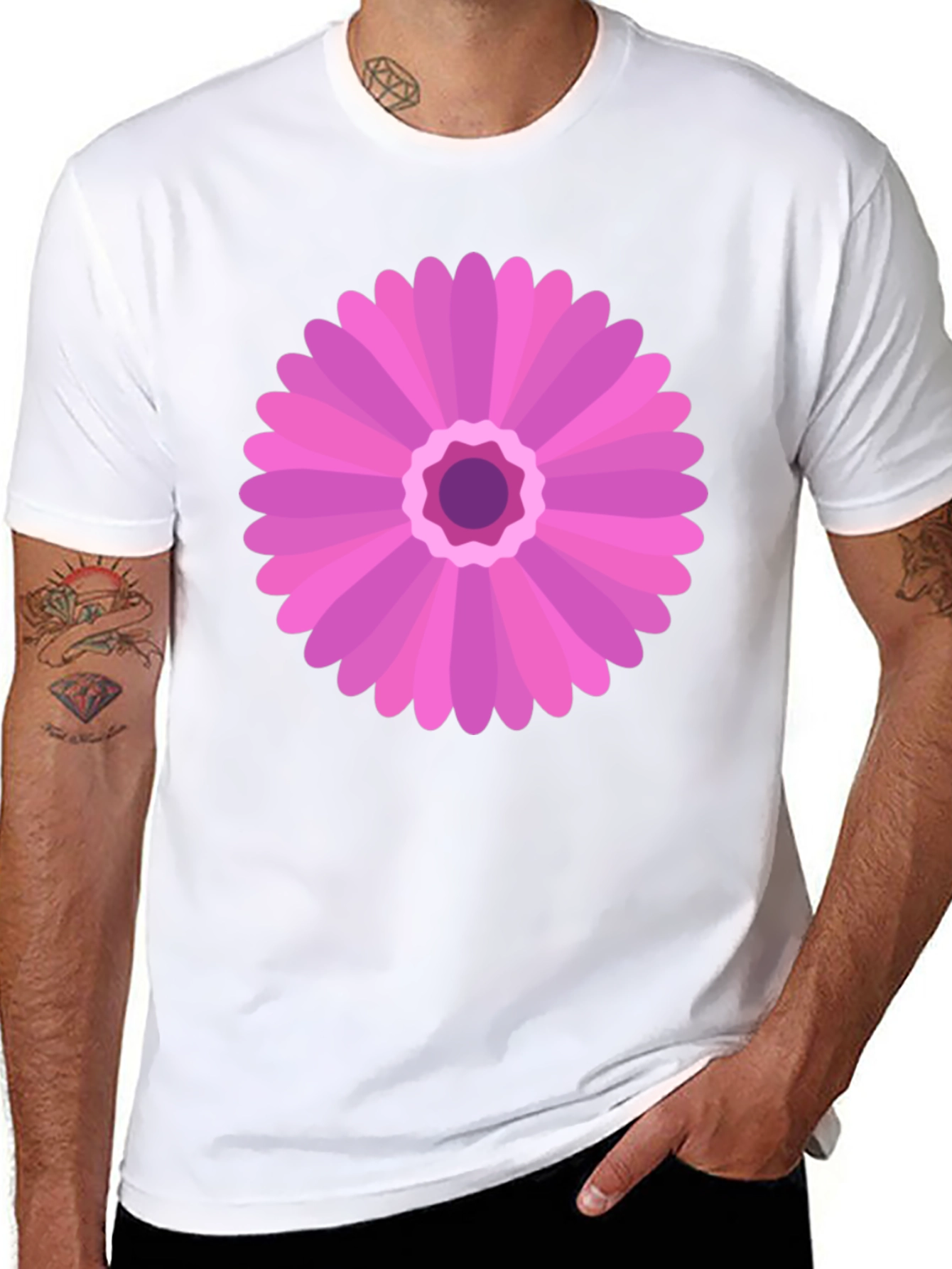 Pink Flower Graphic Tee - Casual Comfort