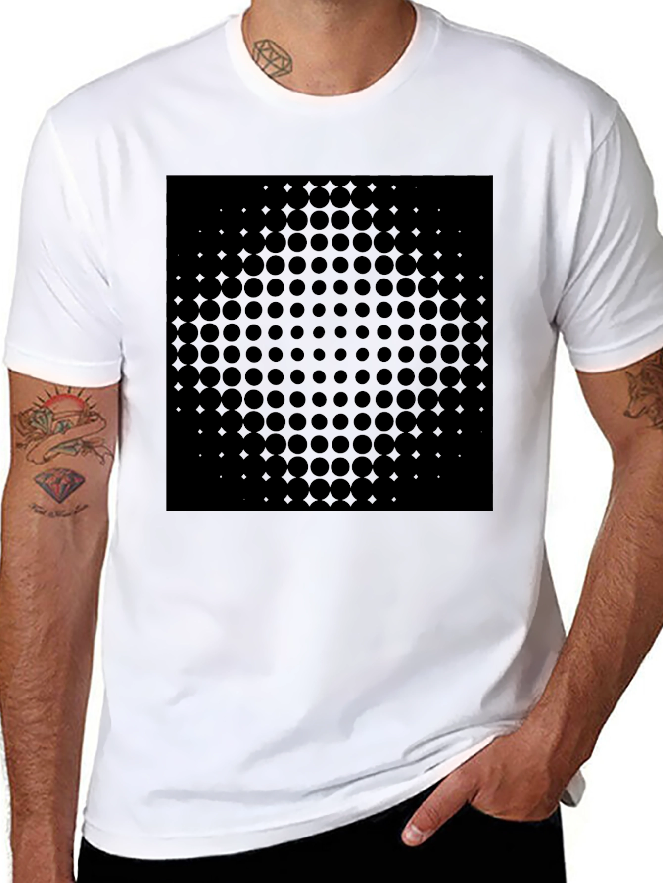 Modern Dot Matrix Black T-Shirt