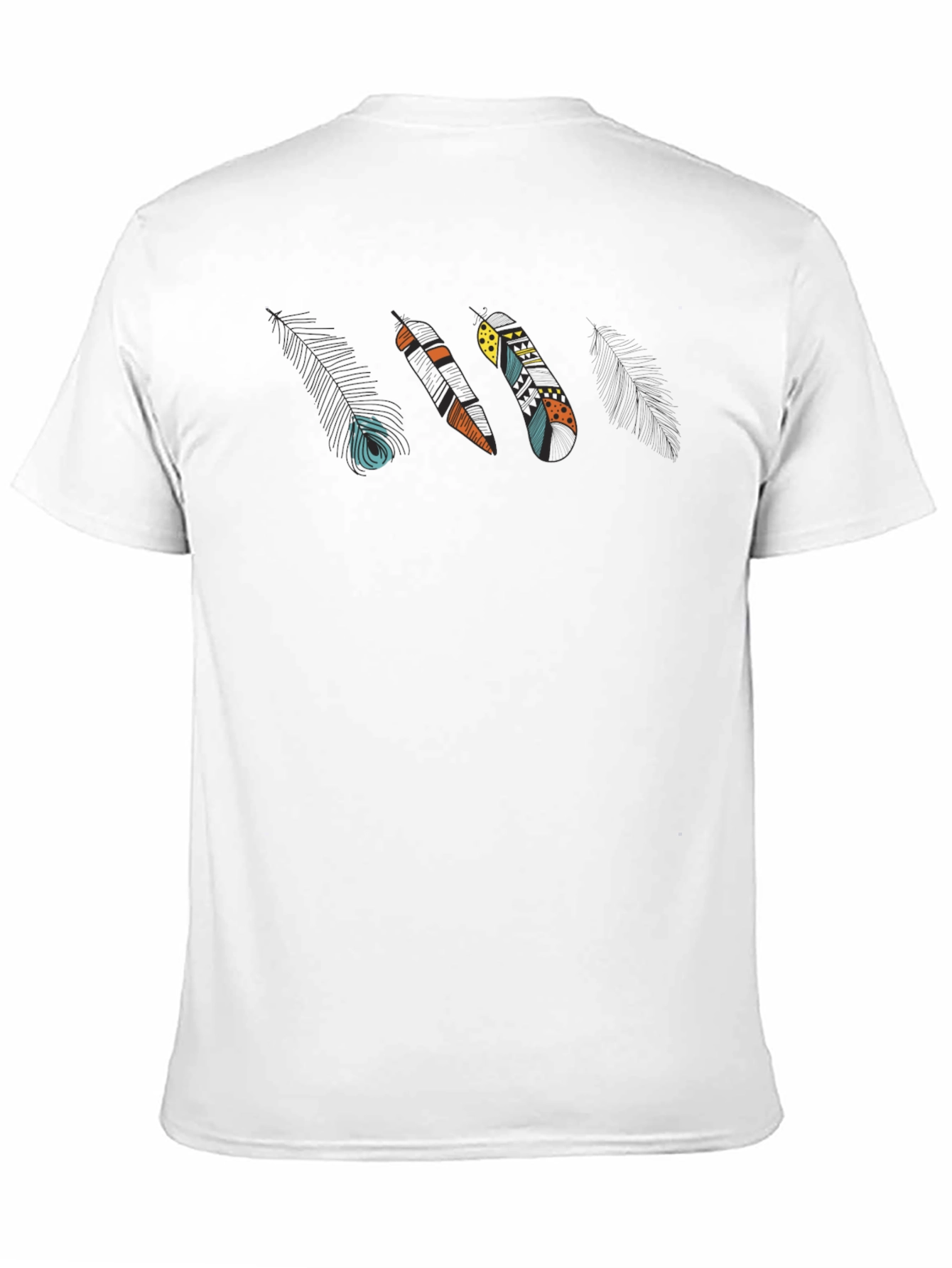 Stylish Black Feather Graphic Tee - Unique Design