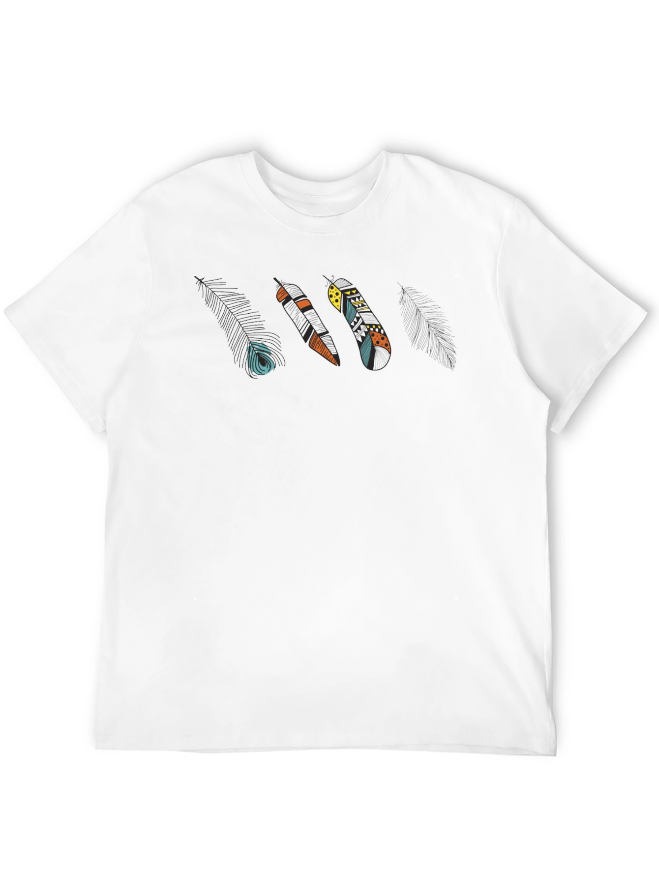 Stylish Black Feather Graphic Tee - Unique Design