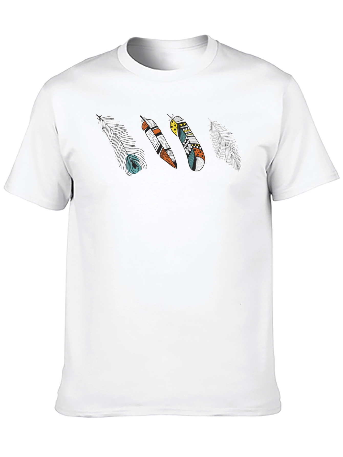 Stylish Black Feather Graphic Tee - Unique Design