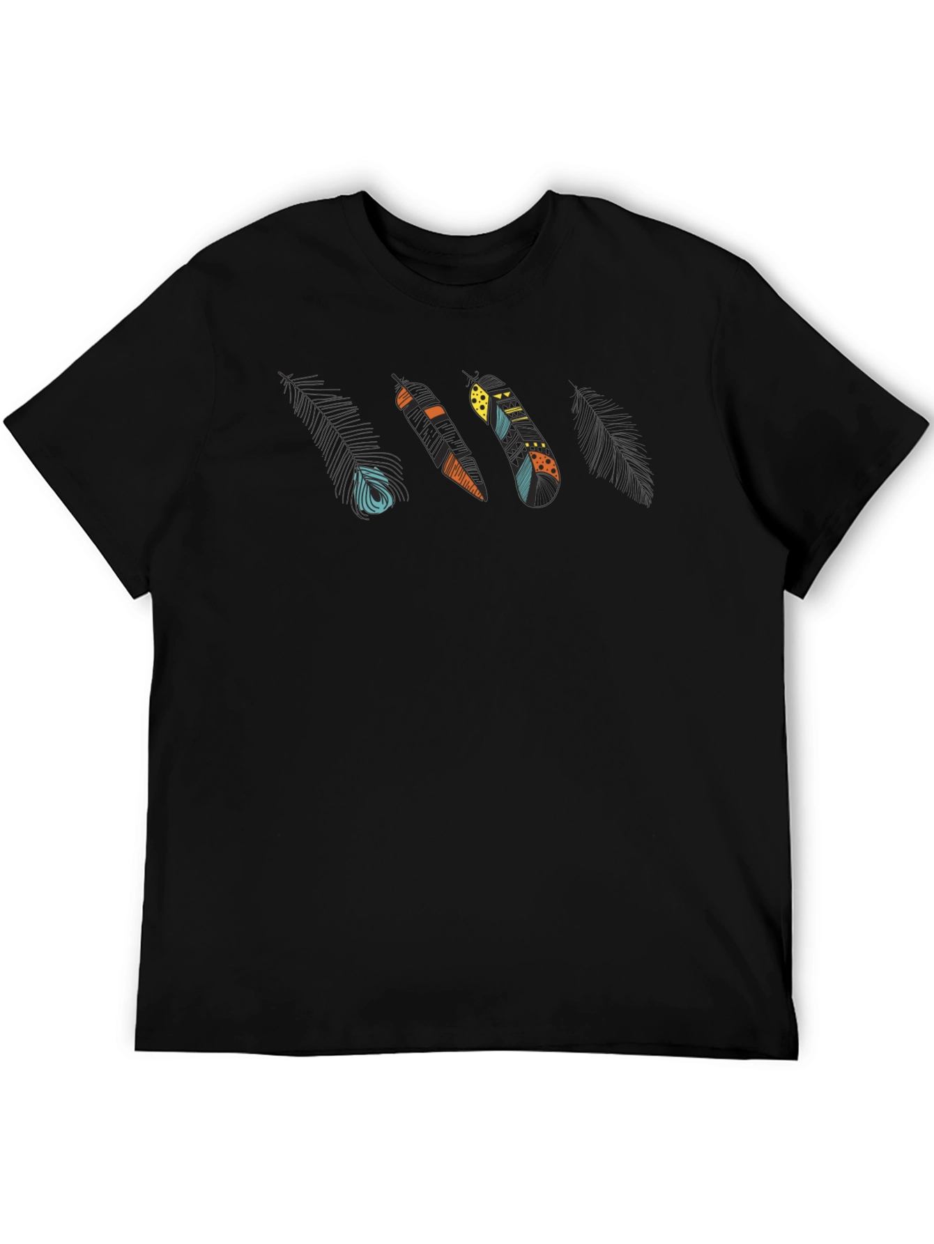 Stylish Black Feather Graphic Tee - Unique Design