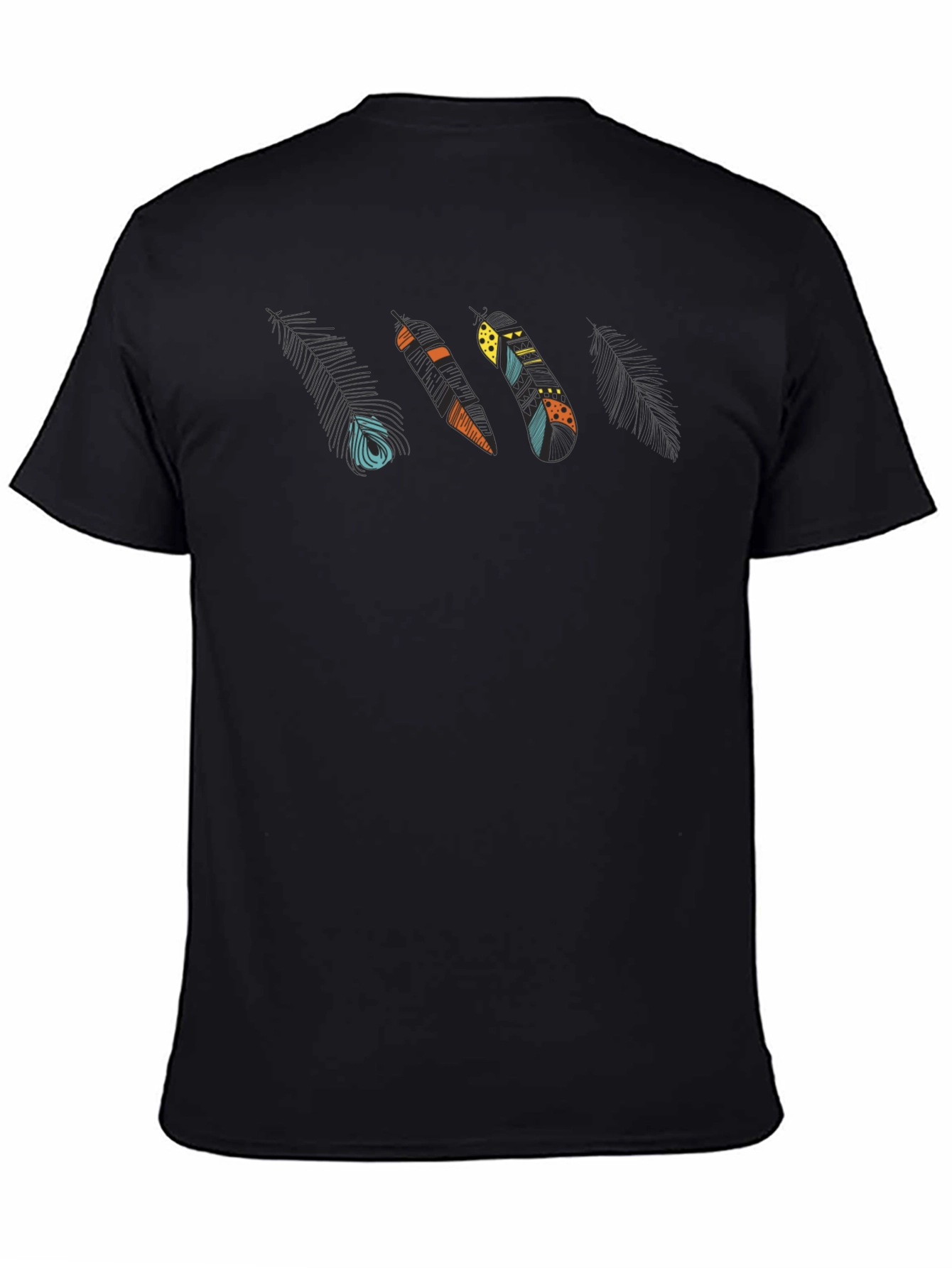 Stylish Black Feather Graphic Tee - Unique Design