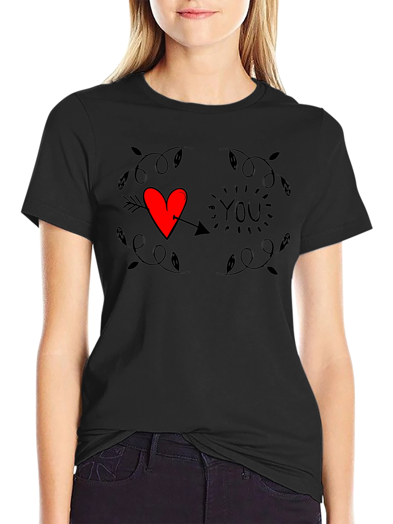 Heart You Graphic Tee - Trendy Black T-Shirt