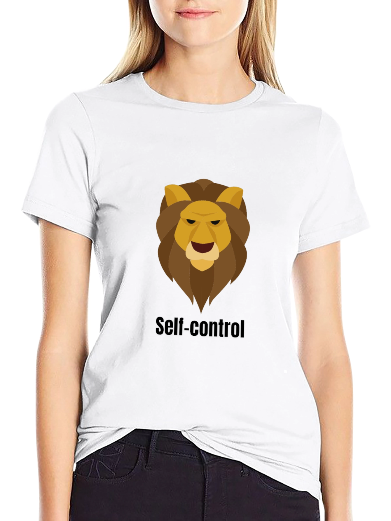 Self-Control Lion Graphic Black T-Shirt