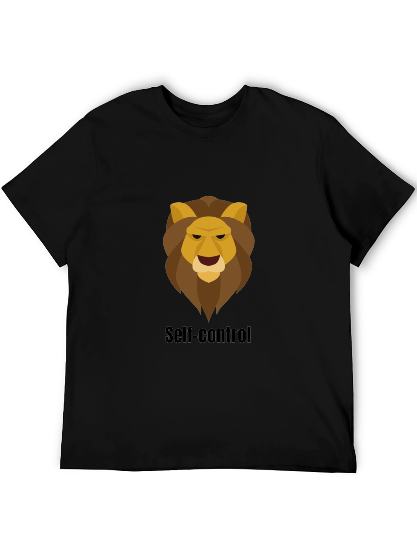 Self-Control Lion Graphic Black T-Shirt