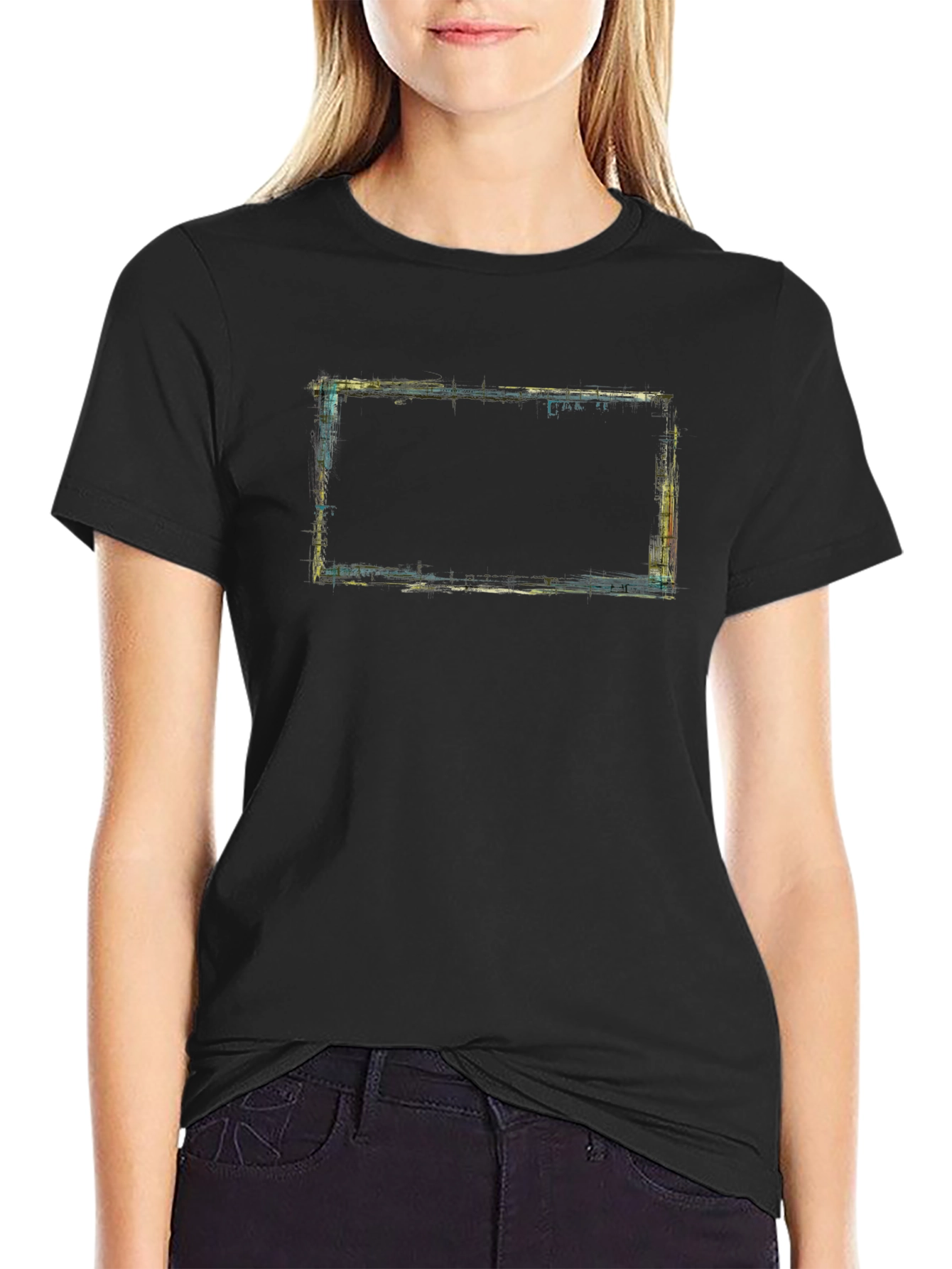 Abstract Framed Graphic Tee - Modern Artistic Design