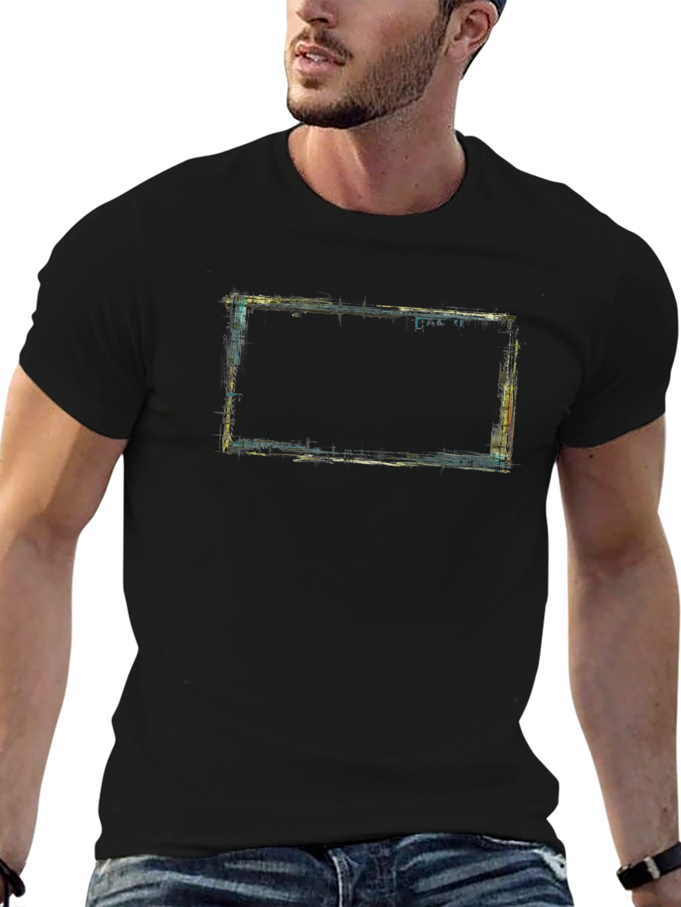 Abstract Framed Graphic Tee - Modern Artistic Design