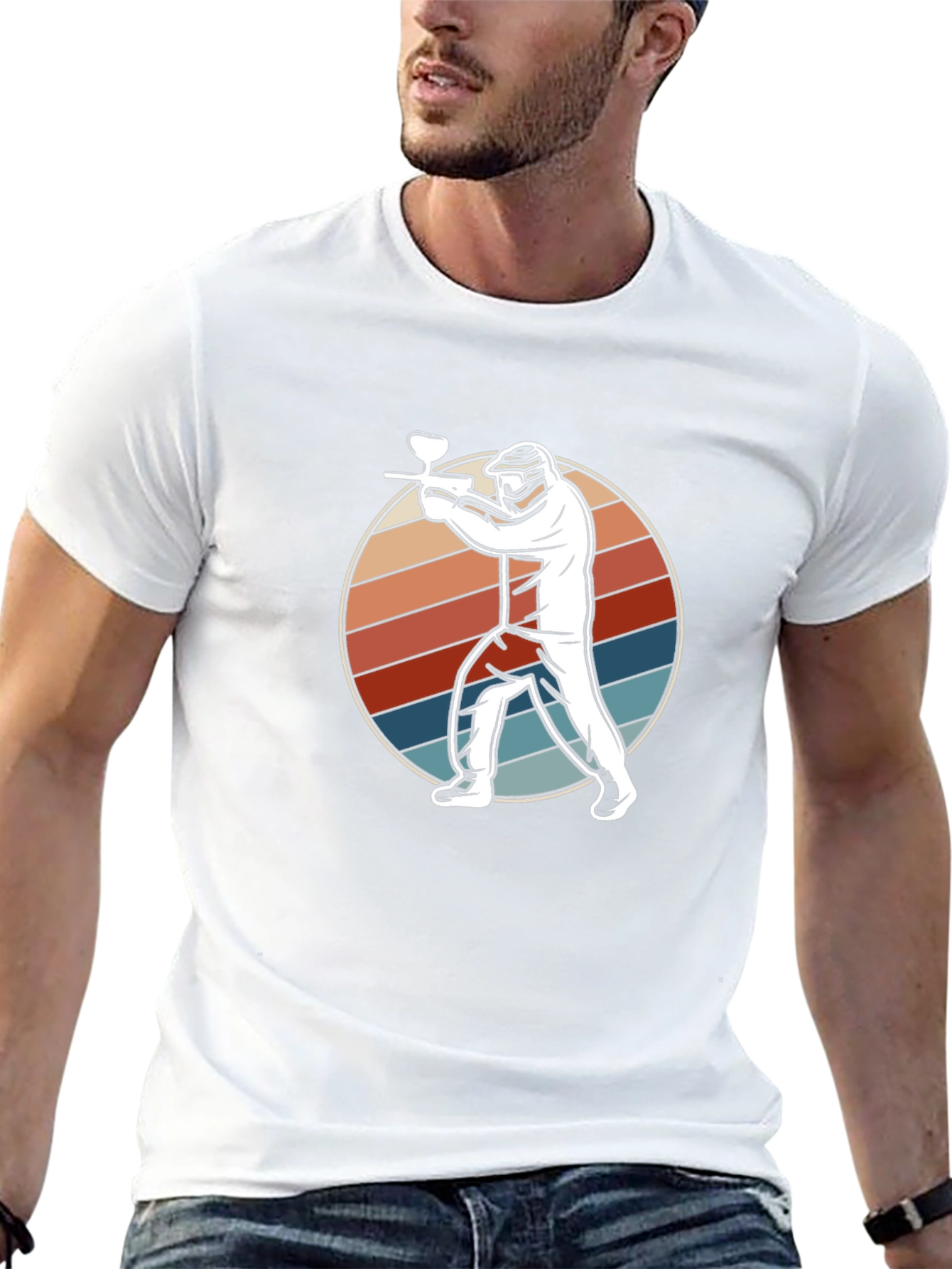 Paintball Player Graphic Tee - Retro Style
