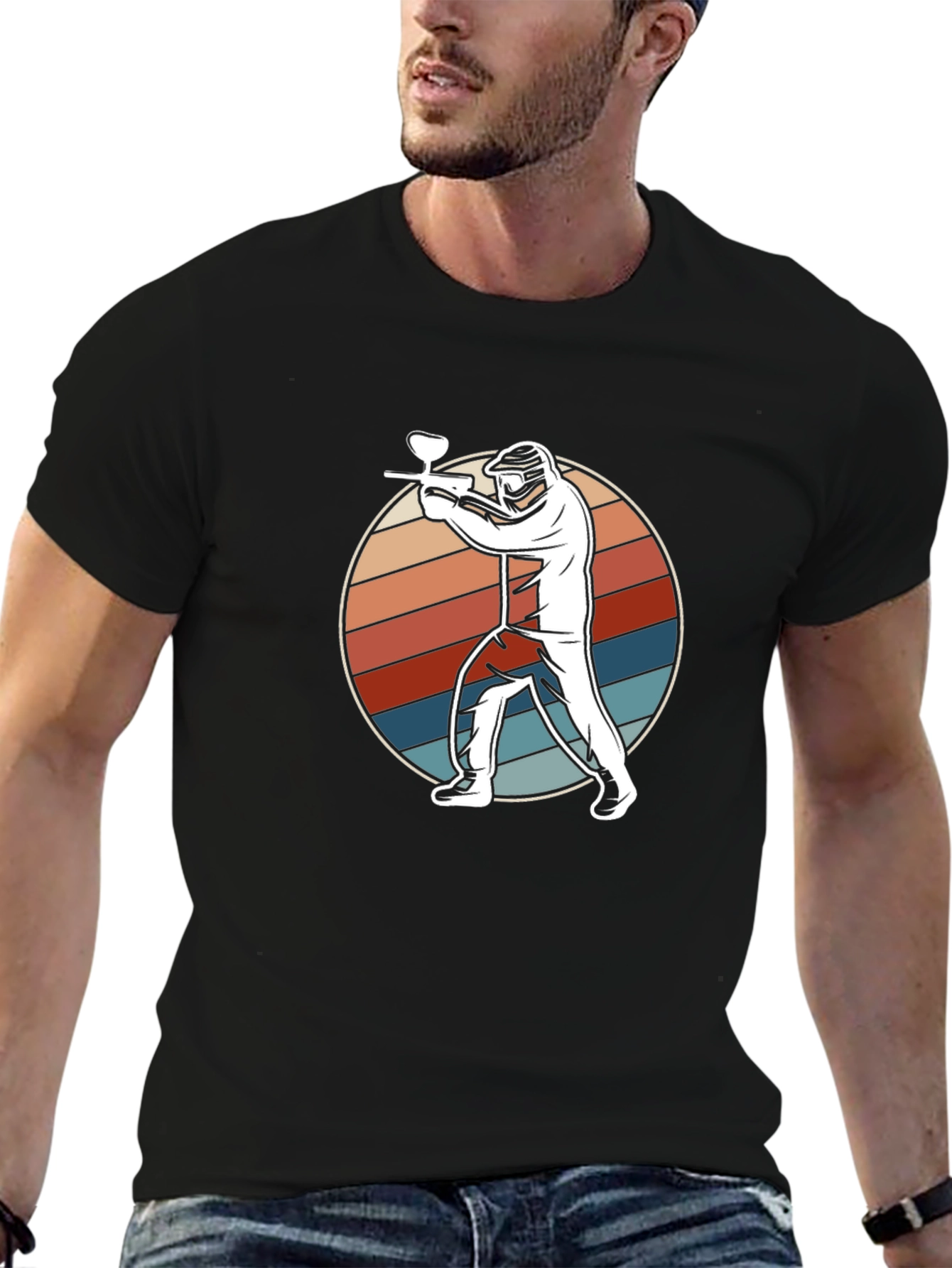 Paintball Player Graphic Tee - Retro Style