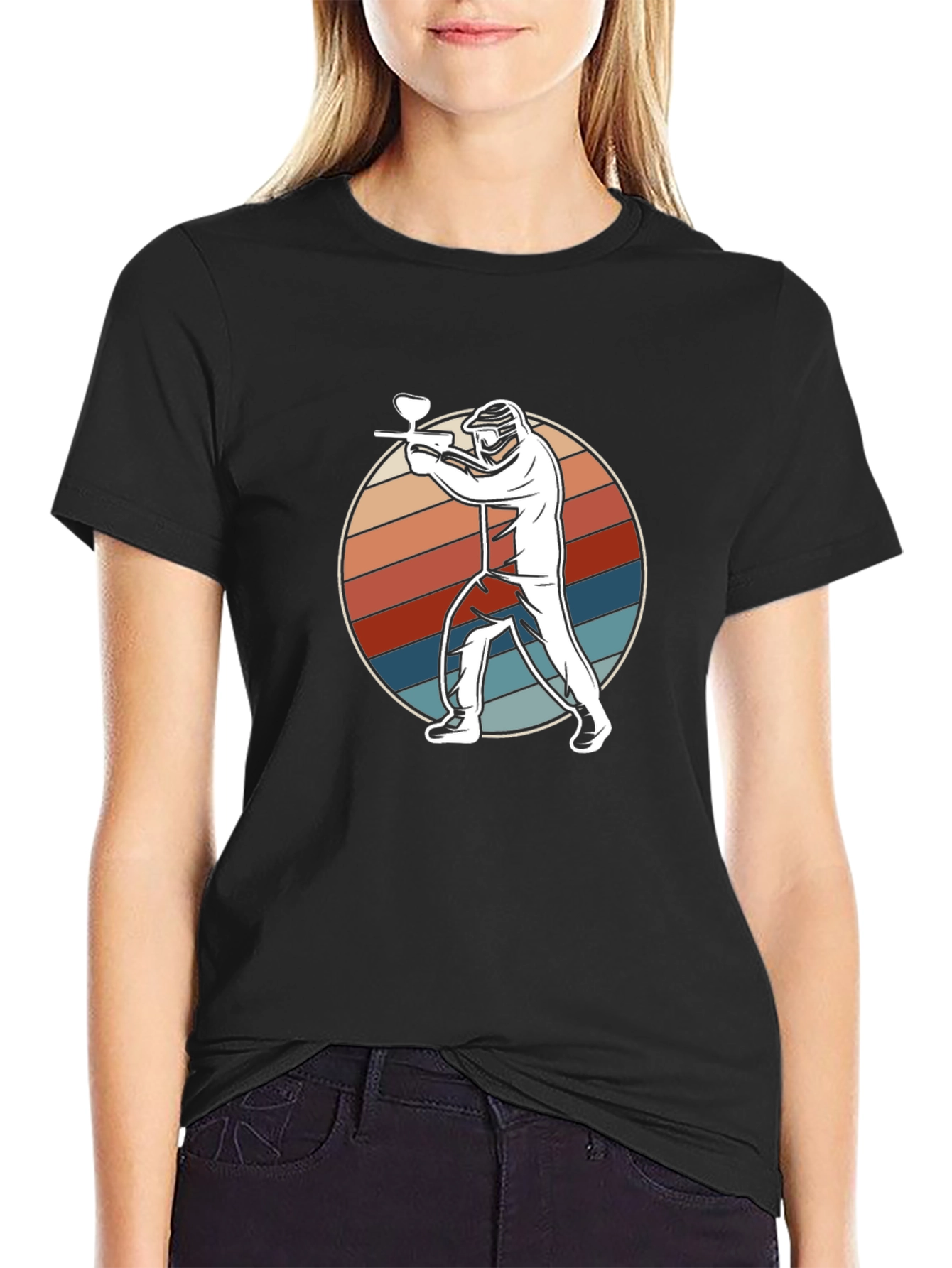 Paintball Player Graphic Tee - Retro Style