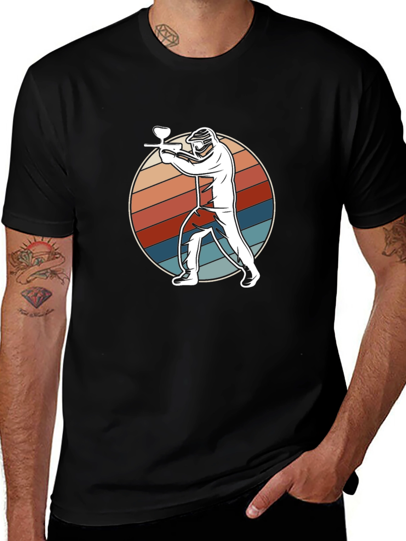 Paintball Player Graphic Tee - Retro Style