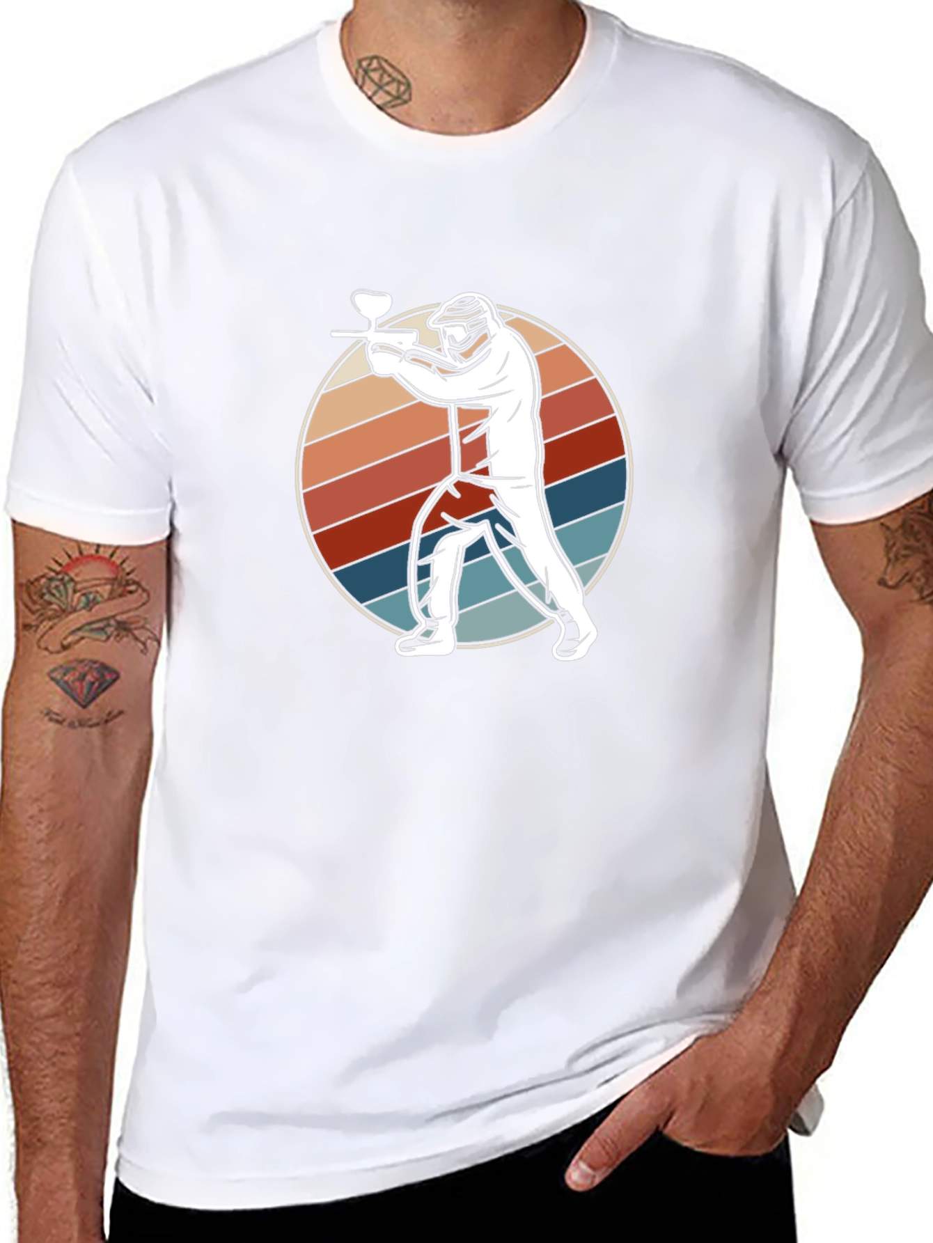 Paintball Player Graphic Tee - Retro Style