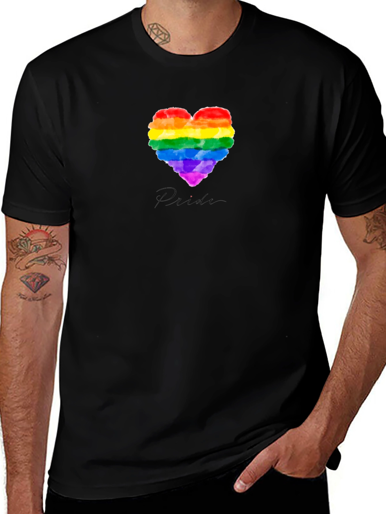 Pride Heart Graphic Black T-Shirt