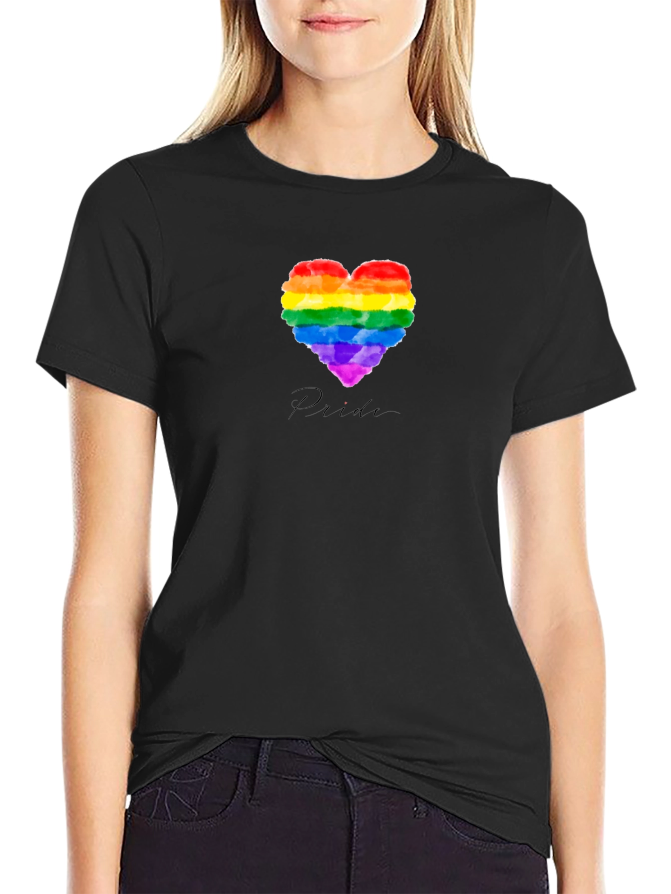 Pride Heart Graphic Black T-Shirt