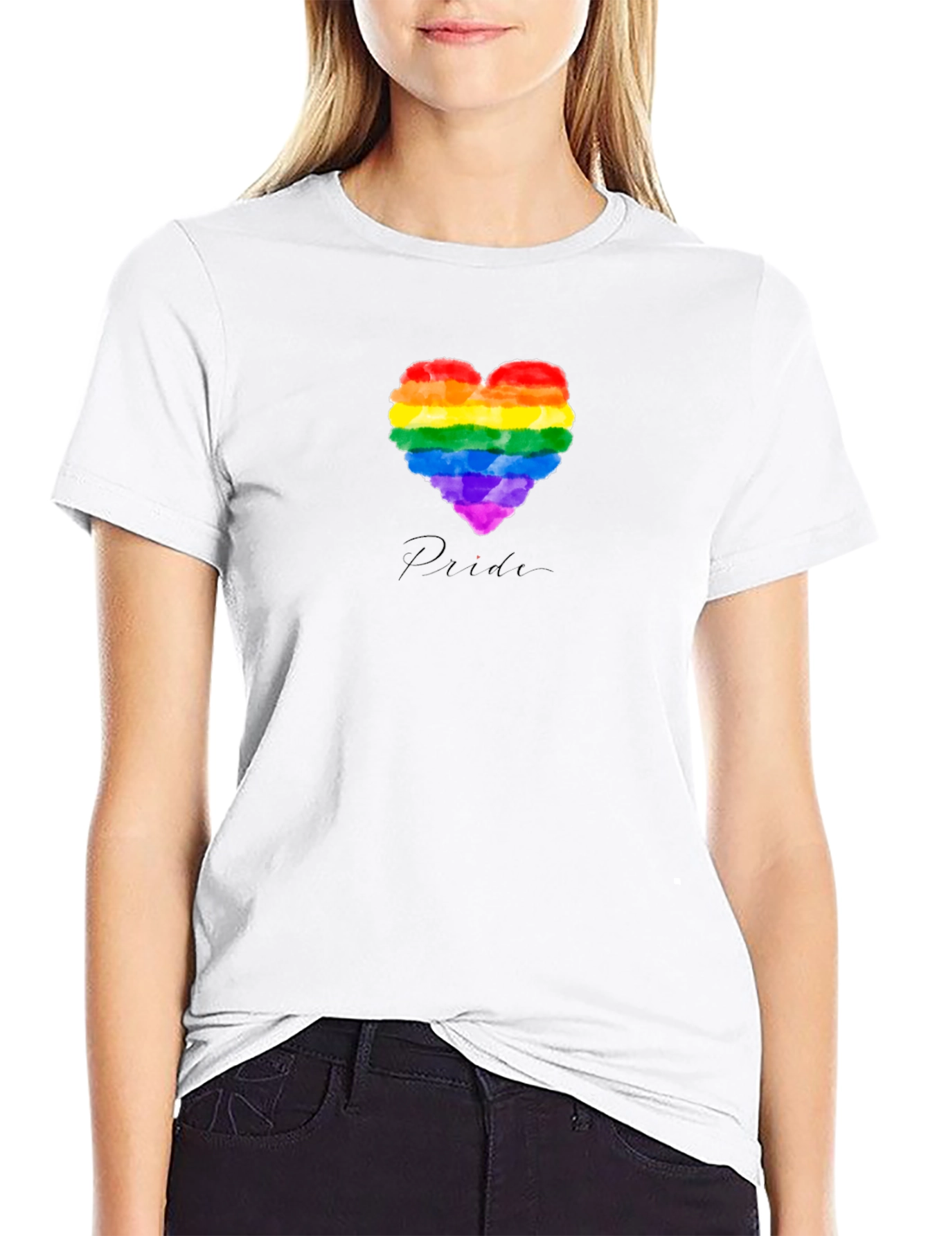 Pride Heart Graphic Black T-Shirt
