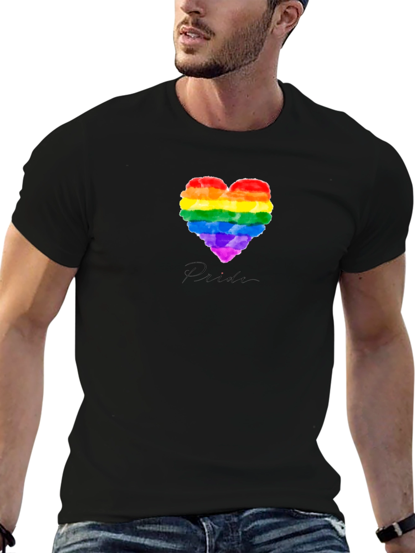 Pride Heart Graphic Black T-Shirt