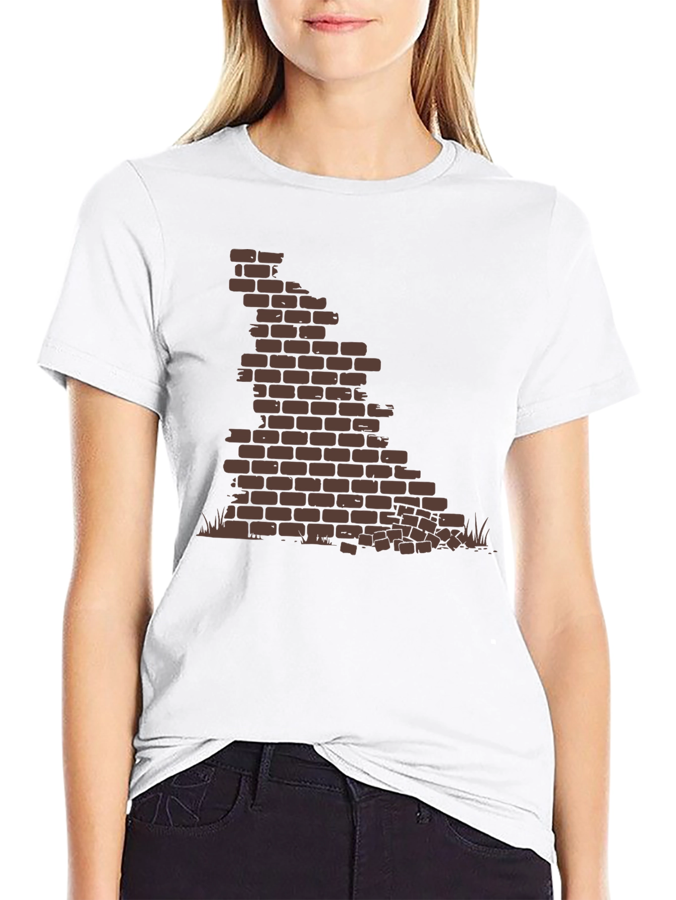 Brick Wall Graphic Tee - Black Casual T-Shirt
