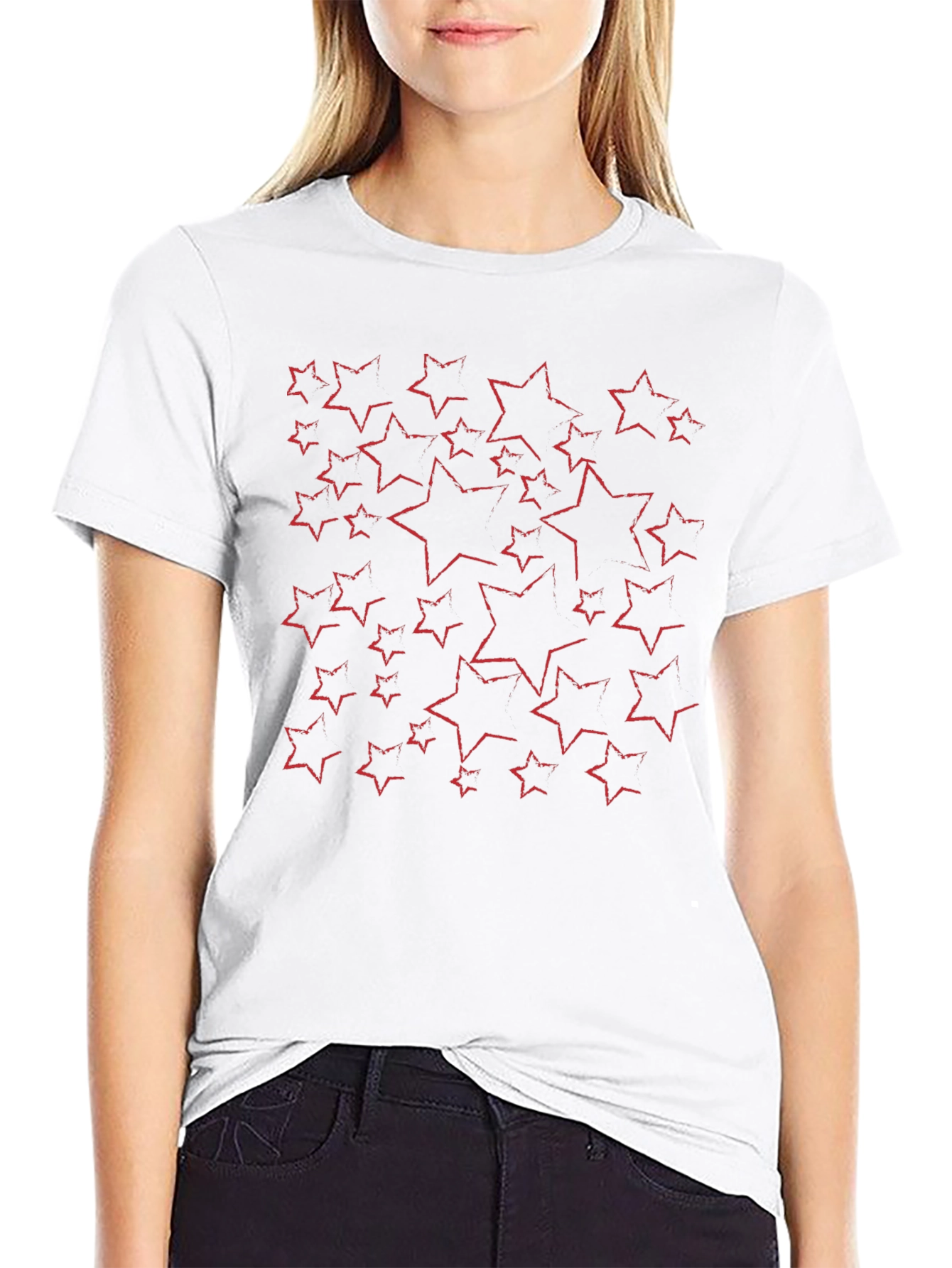 Star Pattern Black T-Shirt