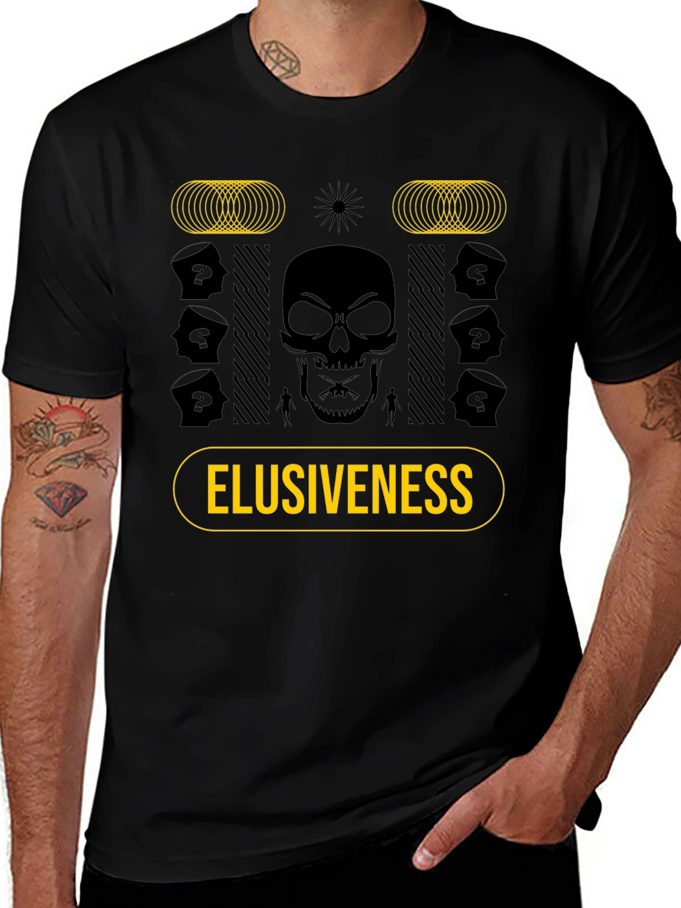 Elusiveness Graphic T-Shirt: Skull & Mystery Design