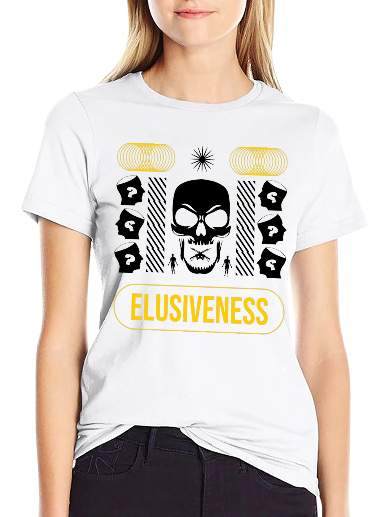 Elusiveness Graphic T-Shirt: Skull & Mystery Design