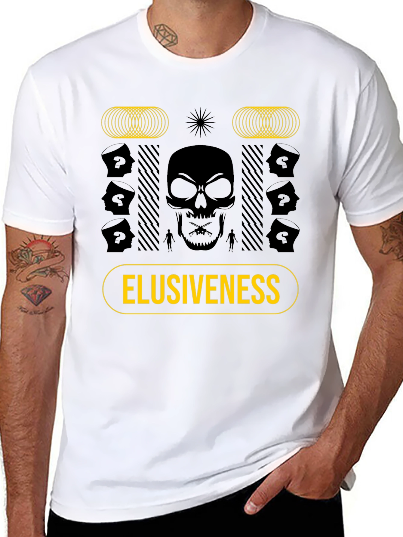 Elusiveness Graphic T-Shirt: Skull & Mystery Design
