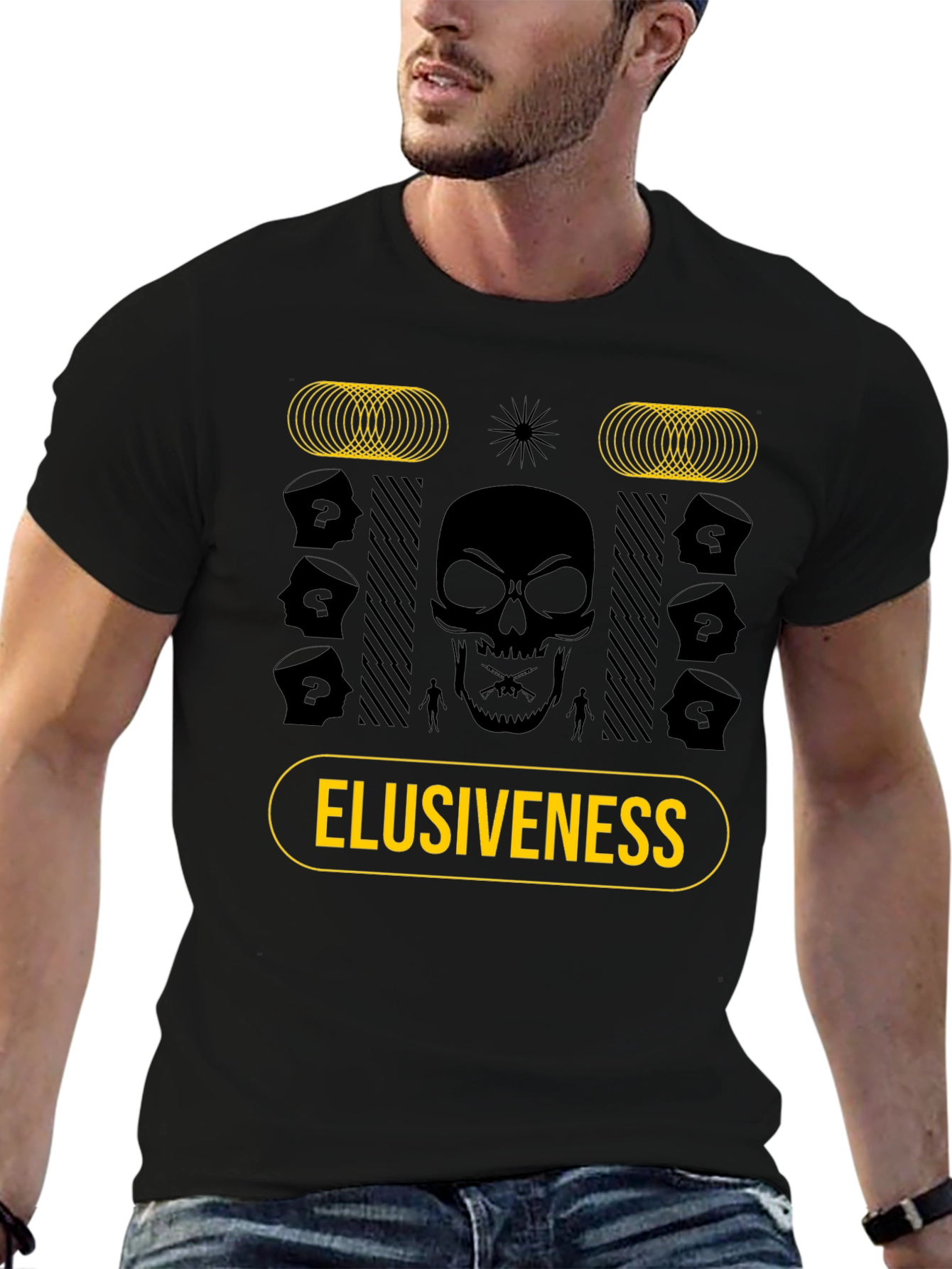 Elusiveness Graphic T-Shirt: Skull & Mystery Design
