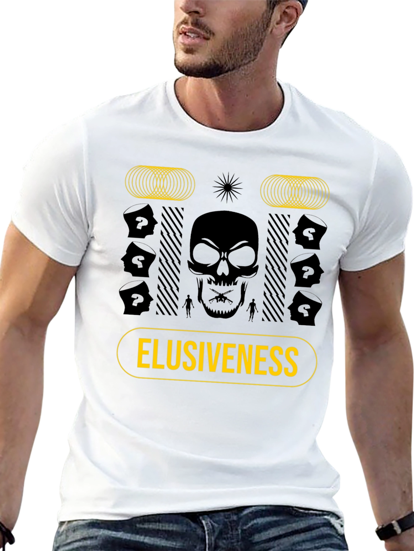 Elusiveness Graphic T-Shirt: Skull & Mystery Design