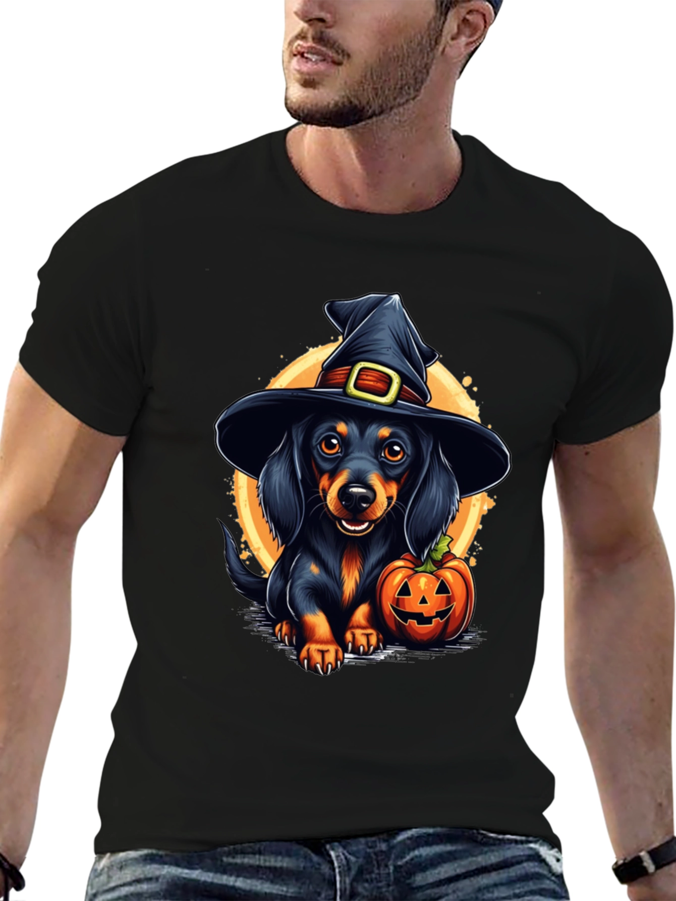Halloween Dachshund Witch T-Shirt