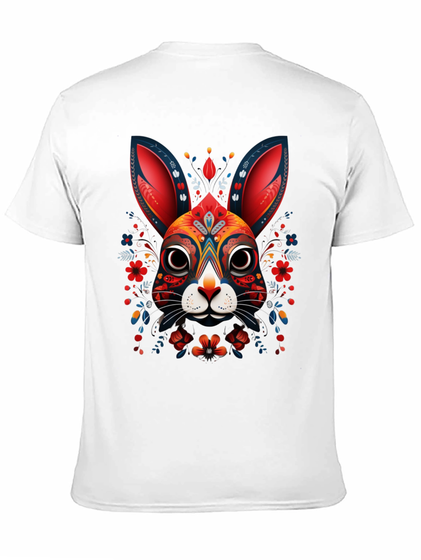 Rabbit Art Graphic Print Black T-Shirt