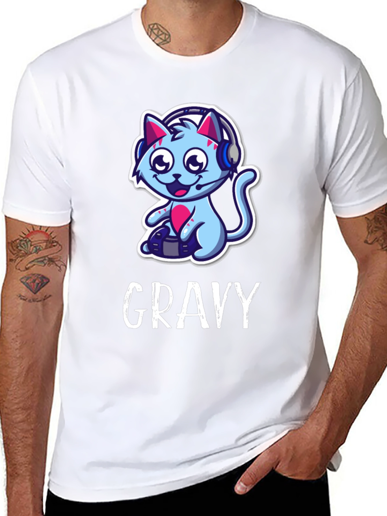 Gamer Cat Graphic Tee - Gravy T-Shirt
