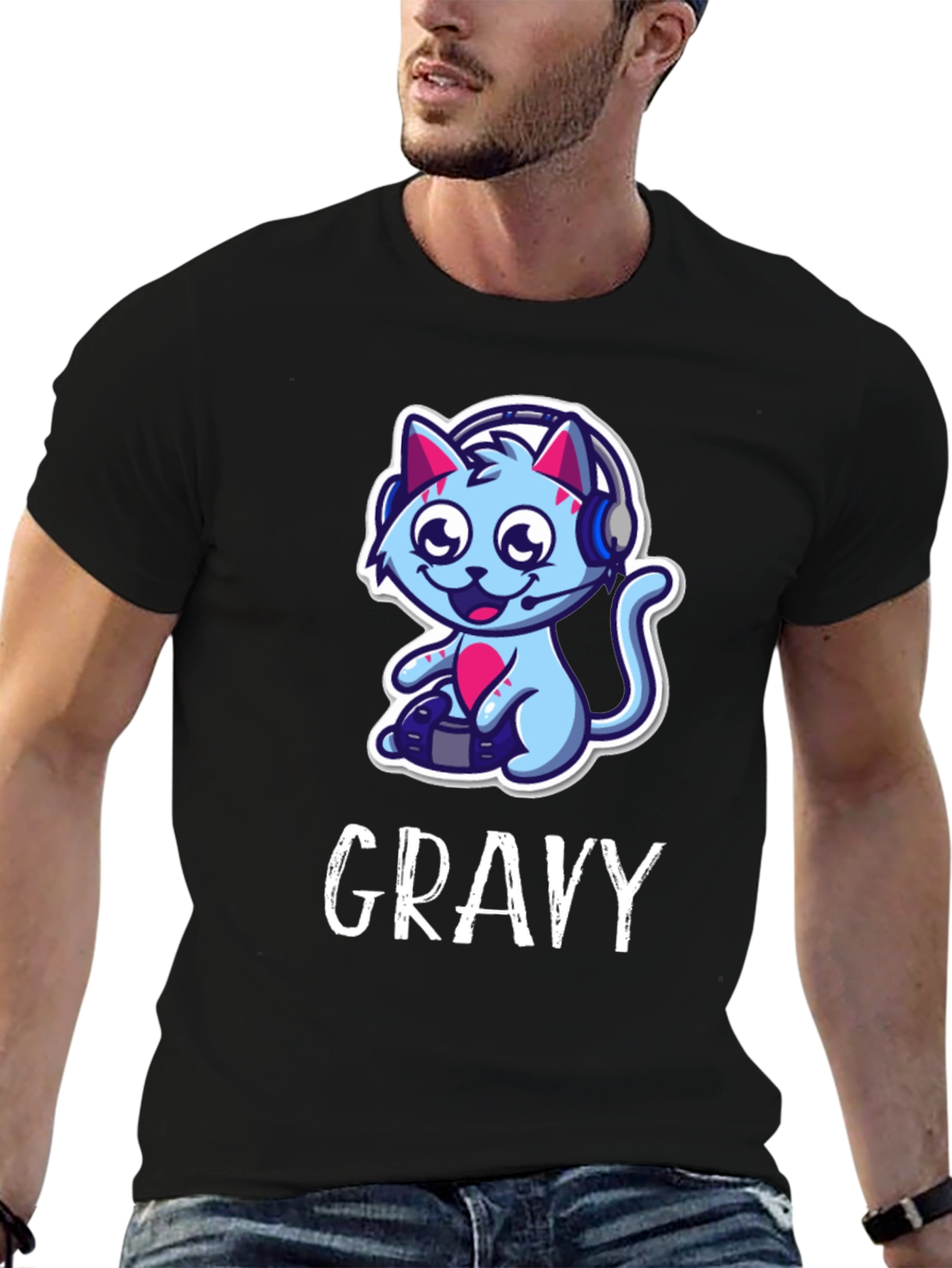 Gamer Cat Graphic Tee - Gravy T-Shirt